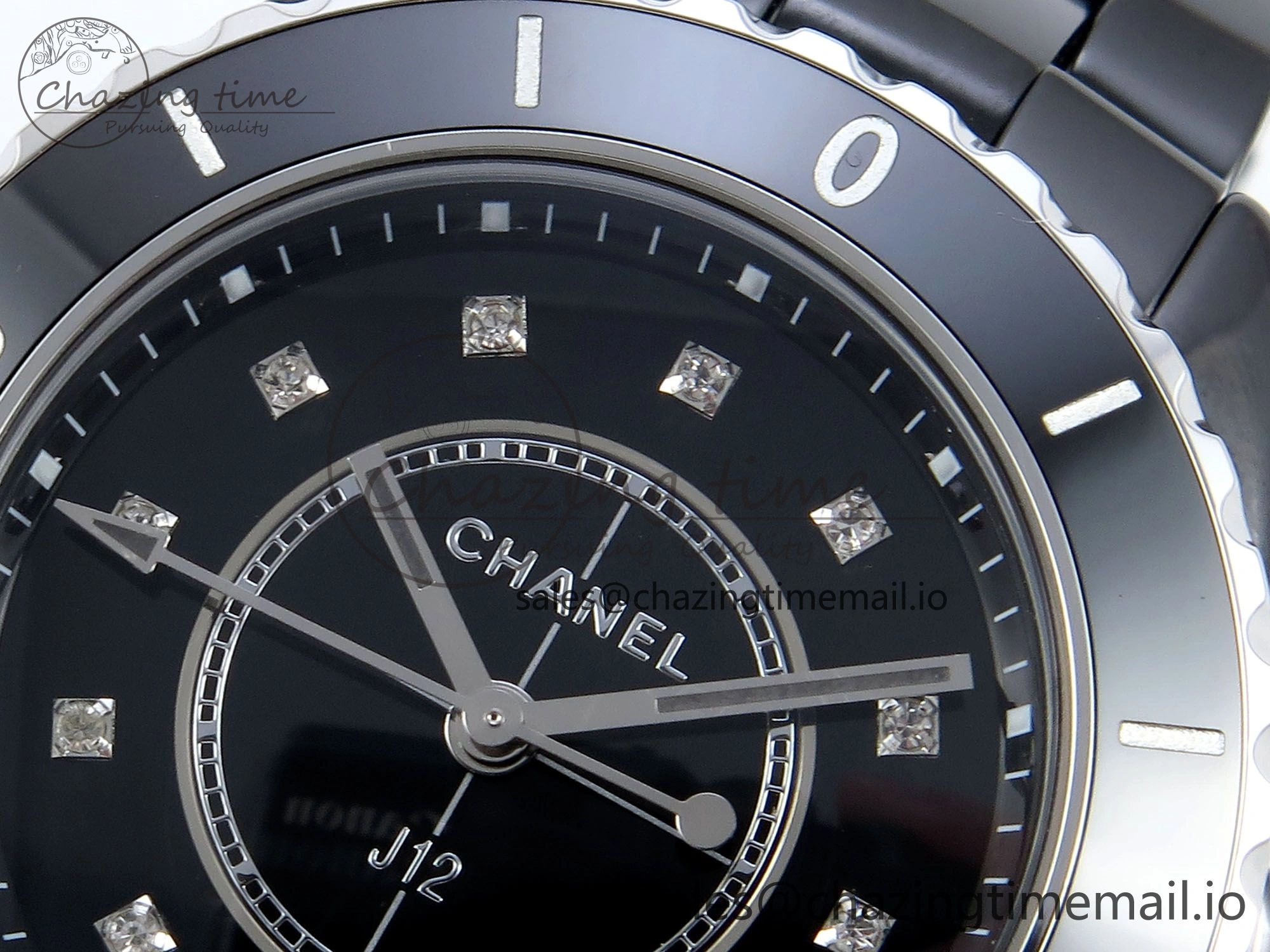 J13 33mm HTF 1:1 Best Edition Black Korea Ceramic Diamonds Markers Dial on Bracelet Swiss Quartz