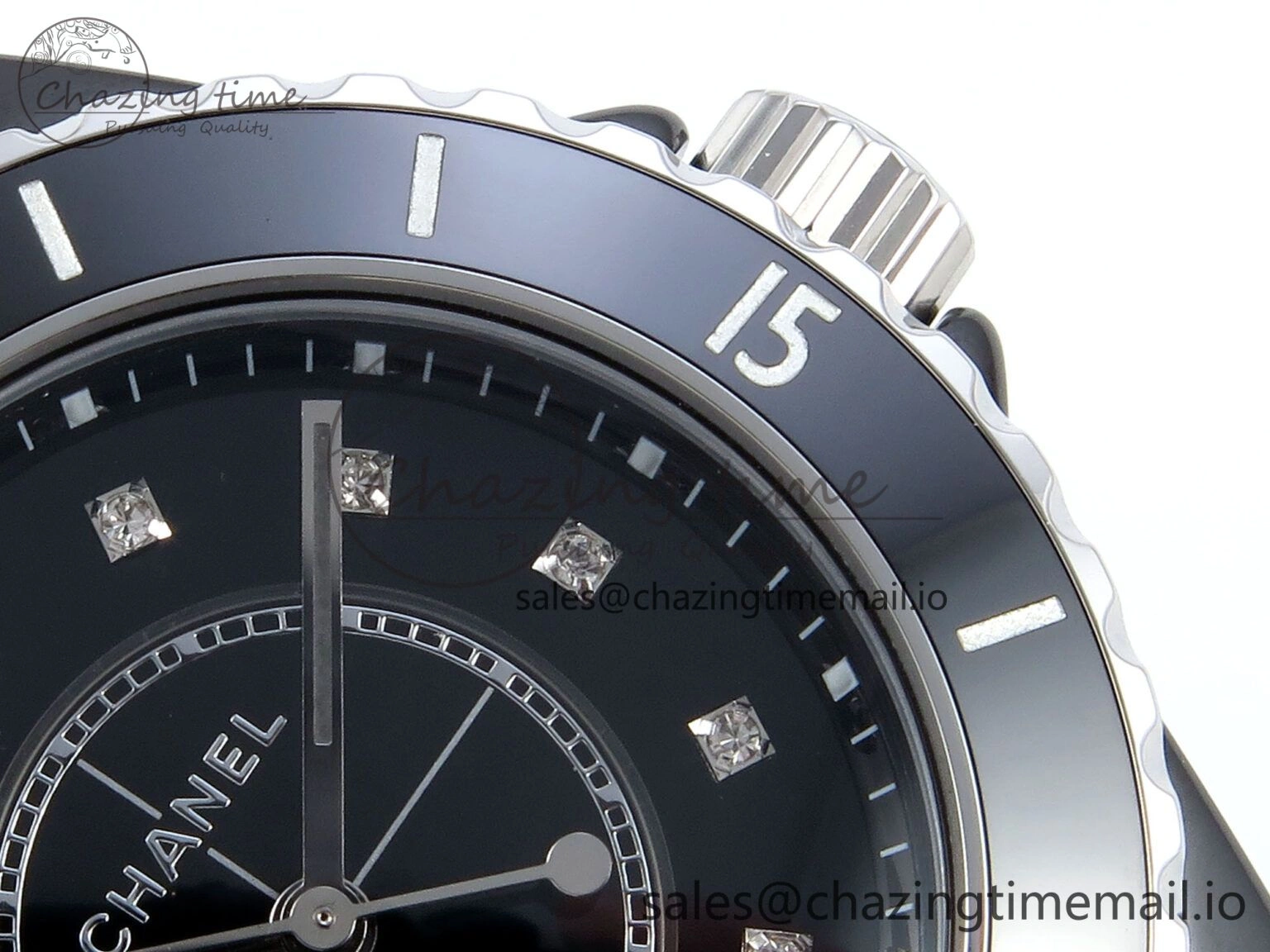 J13 33mm HTF 1:1 Best Edition Black Korea Ceramic Diamonds Markers Dial on Bracelet Swiss Quartz