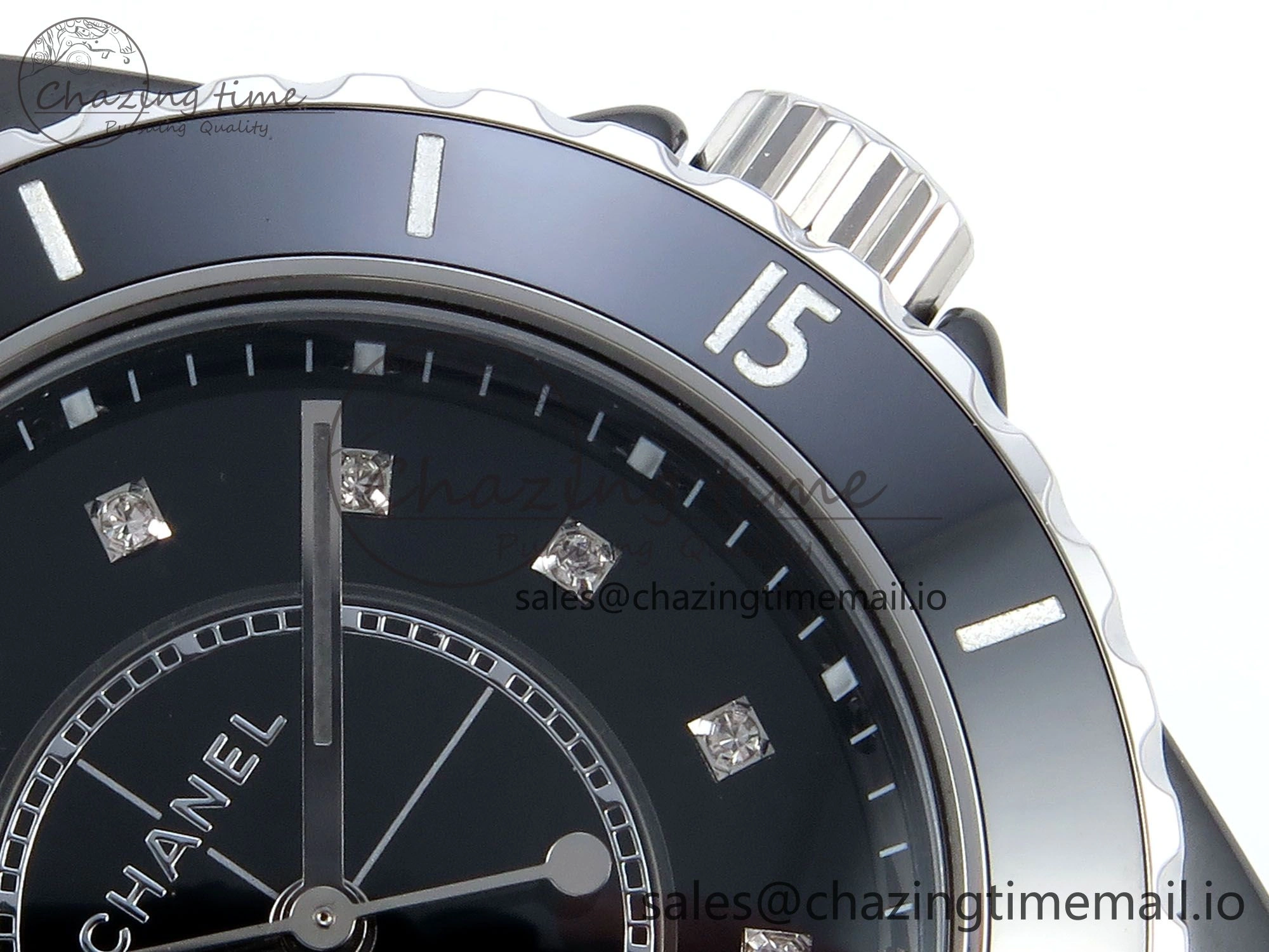 J13 33mm HTF 1:1 Best Edition Black Korea Ceramic Diamonds Markers Dial on Bracelet Swiss Quartz