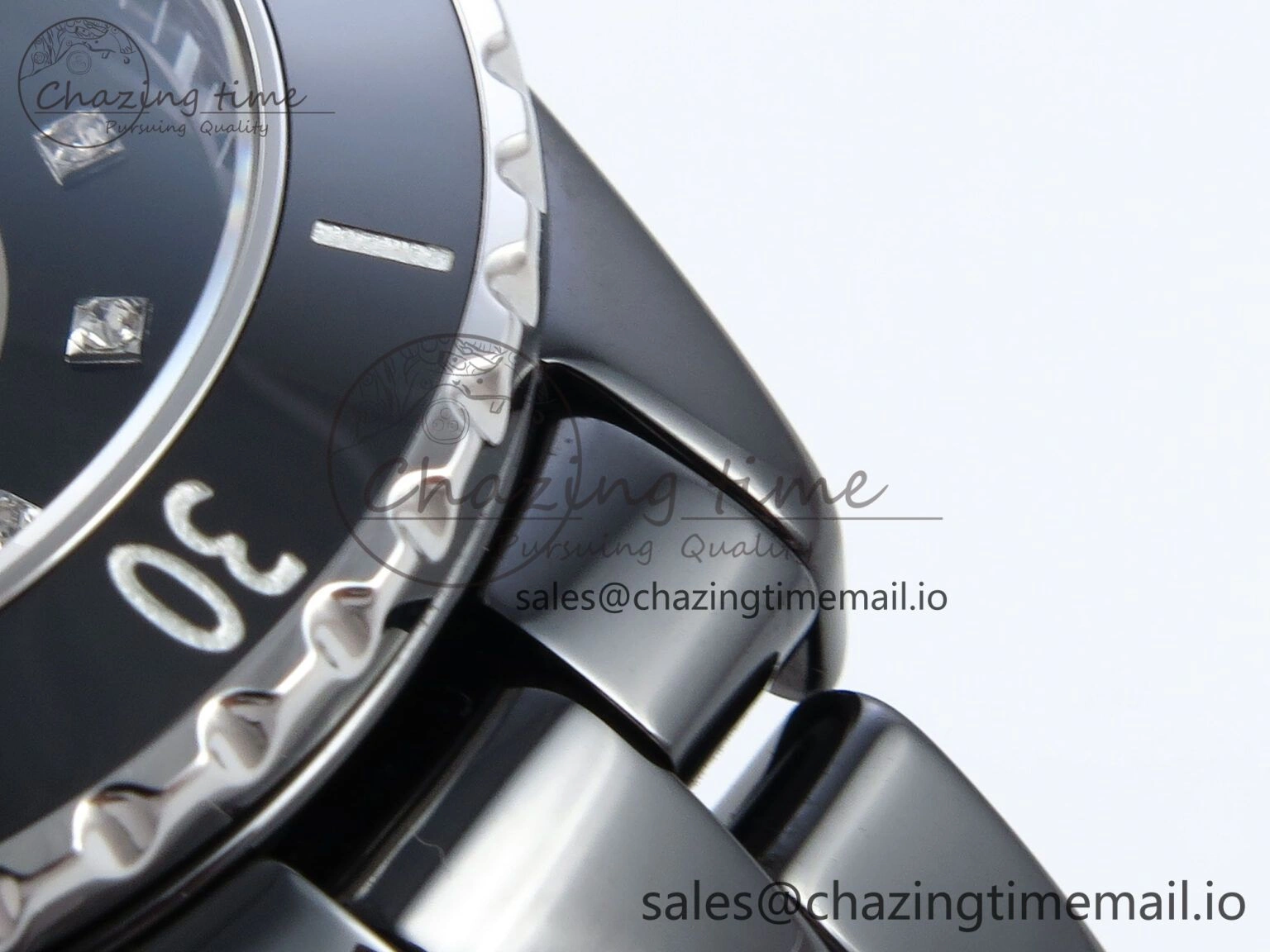 J13 33mm HTF 1:1 Best Edition Black Korea Ceramic Diamonds Markers Dial on Bracelet Swiss Quartz