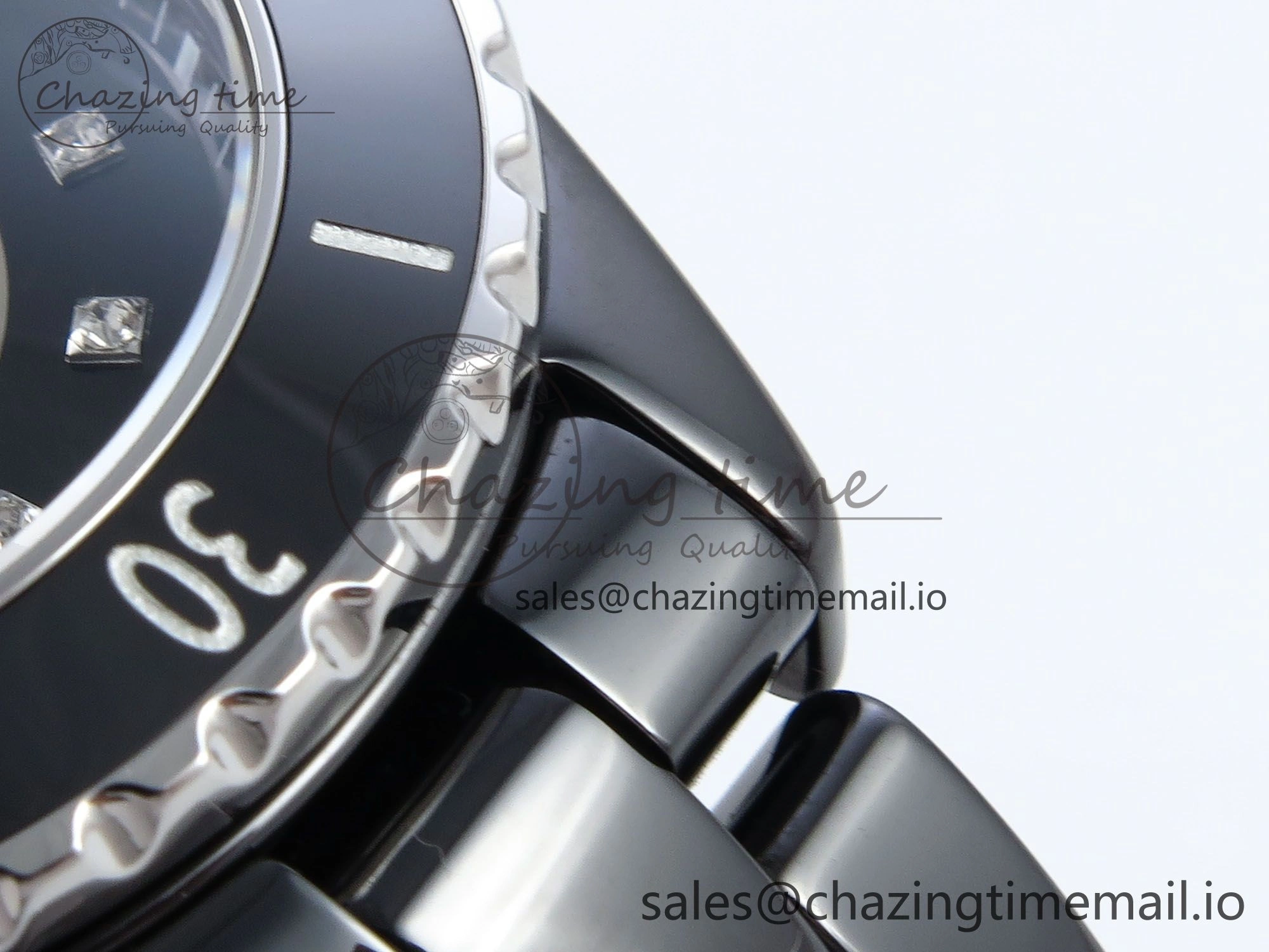 J13 33mm HTF 1:1 Best Edition Black Korea Ceramic Diamonds Markers Dial on Bracelet Swiss Quartz