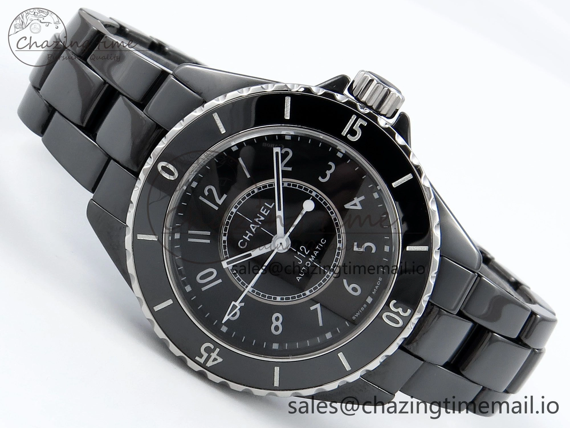 J13 33mm HTF 1:1 Best Edition Black Korea Ceramic Numeral Markers Dial on Bracelet A12.1
