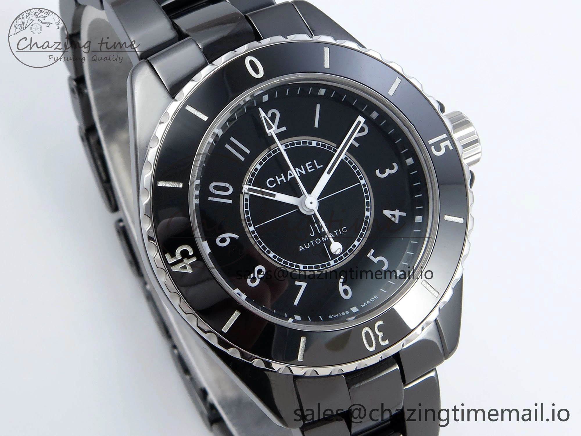 J13 33mm HTF 1:1 Best Edition Black Korea Ceramic Numeral Markers Dial on Bracelet A12.1