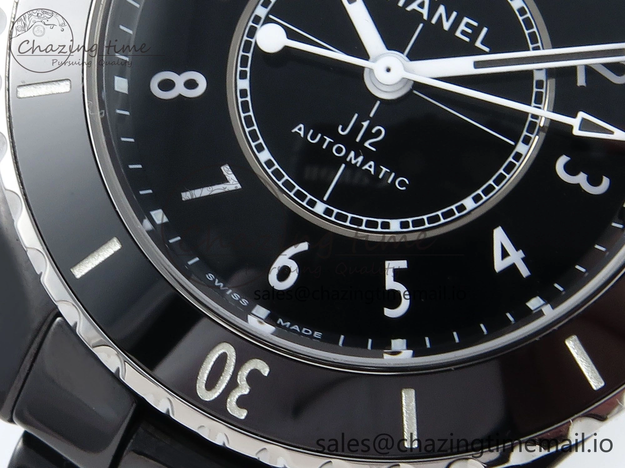 J13 33mm HTF 1:1 Best Edition Black Korea Ceramic Numeral Markers Dial on Bracelet A12.1