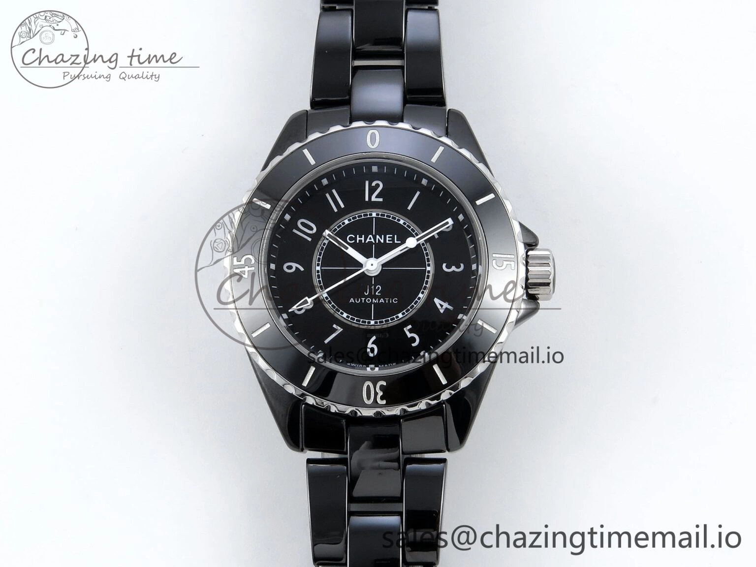 J13 33mm HTF 1:1 Best Edition Black Korea Ceramic Numeral Markers Dial on Bracelet A12.1