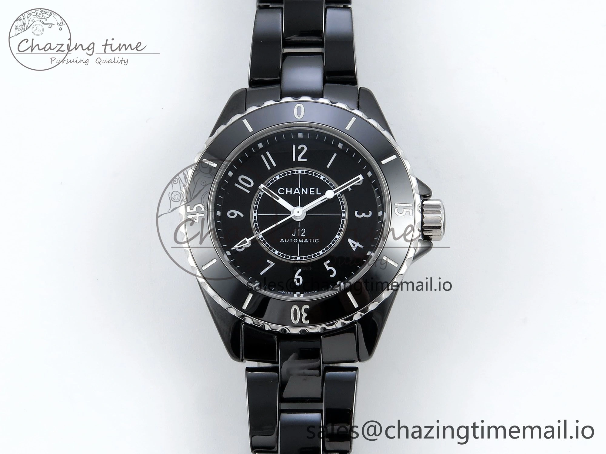 J13 33mm HTF 1:1 Best Edition Black Korea Ceramic Numeral Markers Dial on Bracelet A12.1