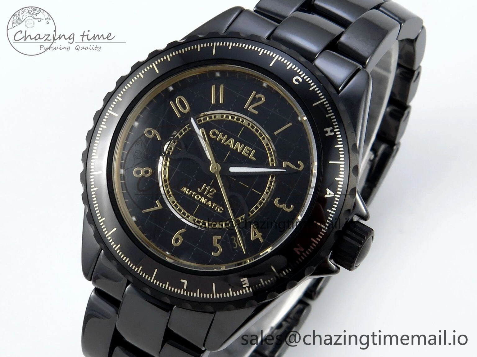 J13 33mm HTF 1:1 Best Edition Black YG Plaid Dial on Bracelet A12.1