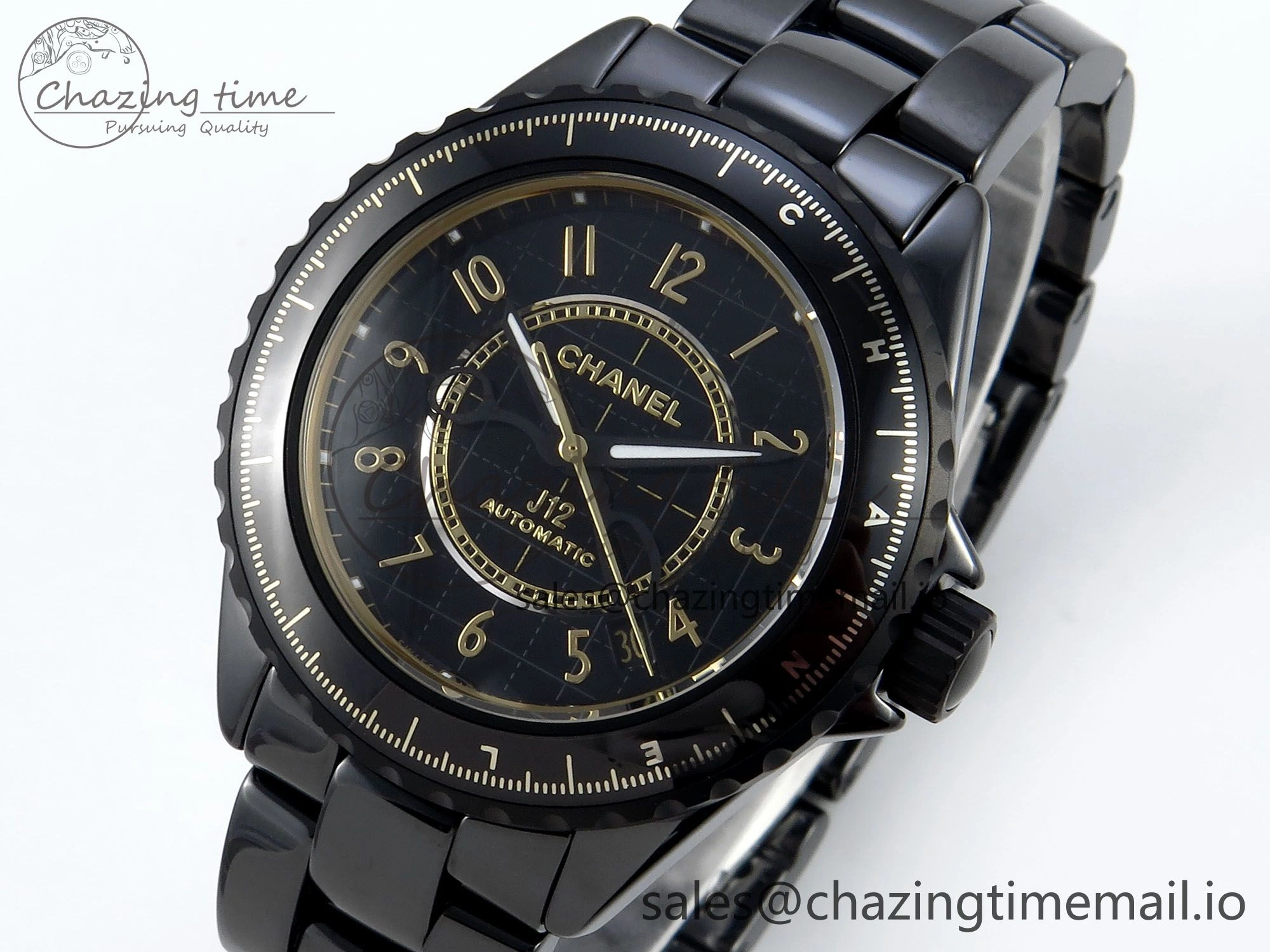 J13 33mm HTF 1:1 Best Edition Black YG Plaid Dial on Bracelet A12.1