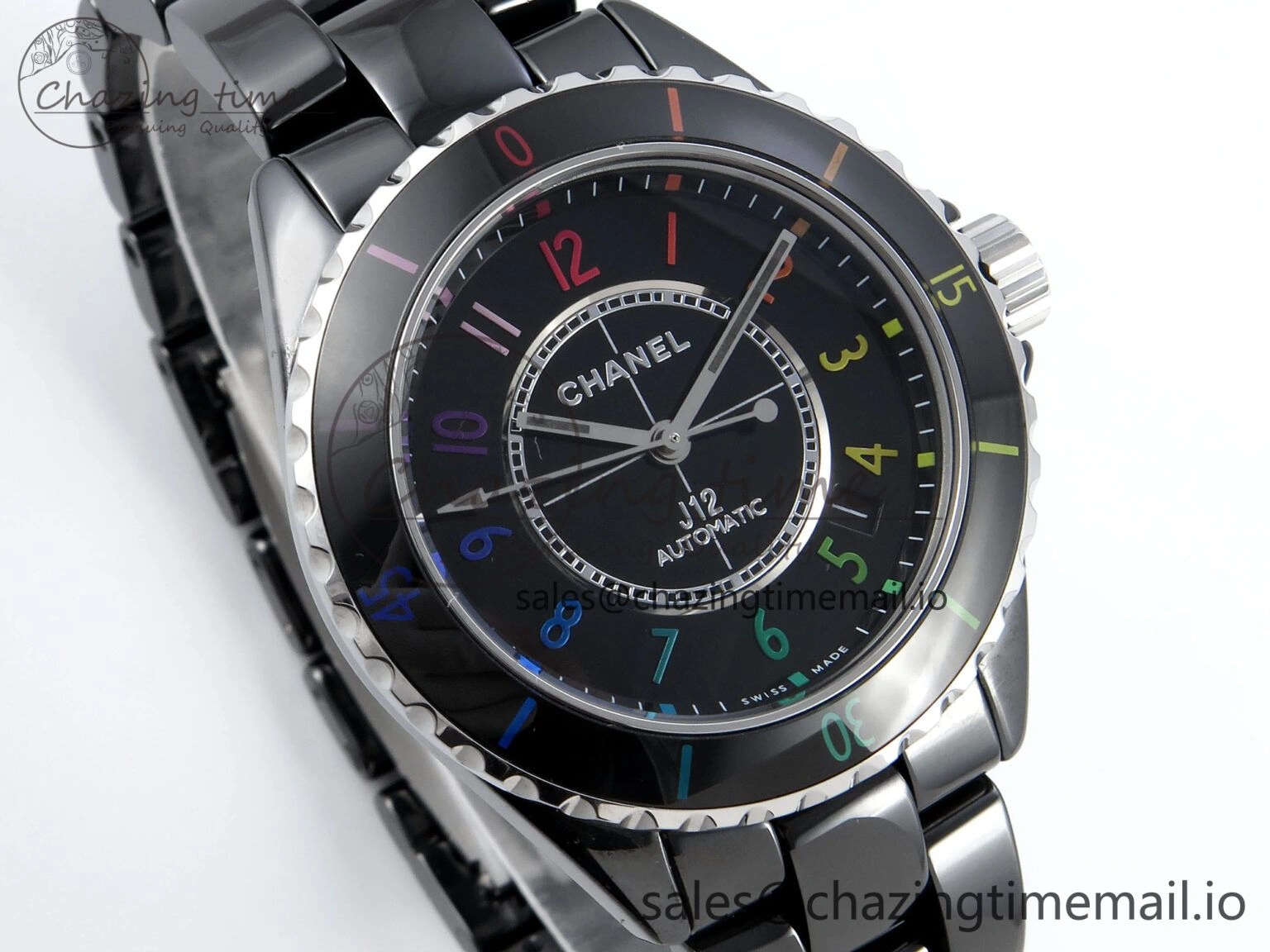 J13 33mm HTF 1:1 Best Edition Rainbow Numeral Markers Dial on Bracelet A12.1