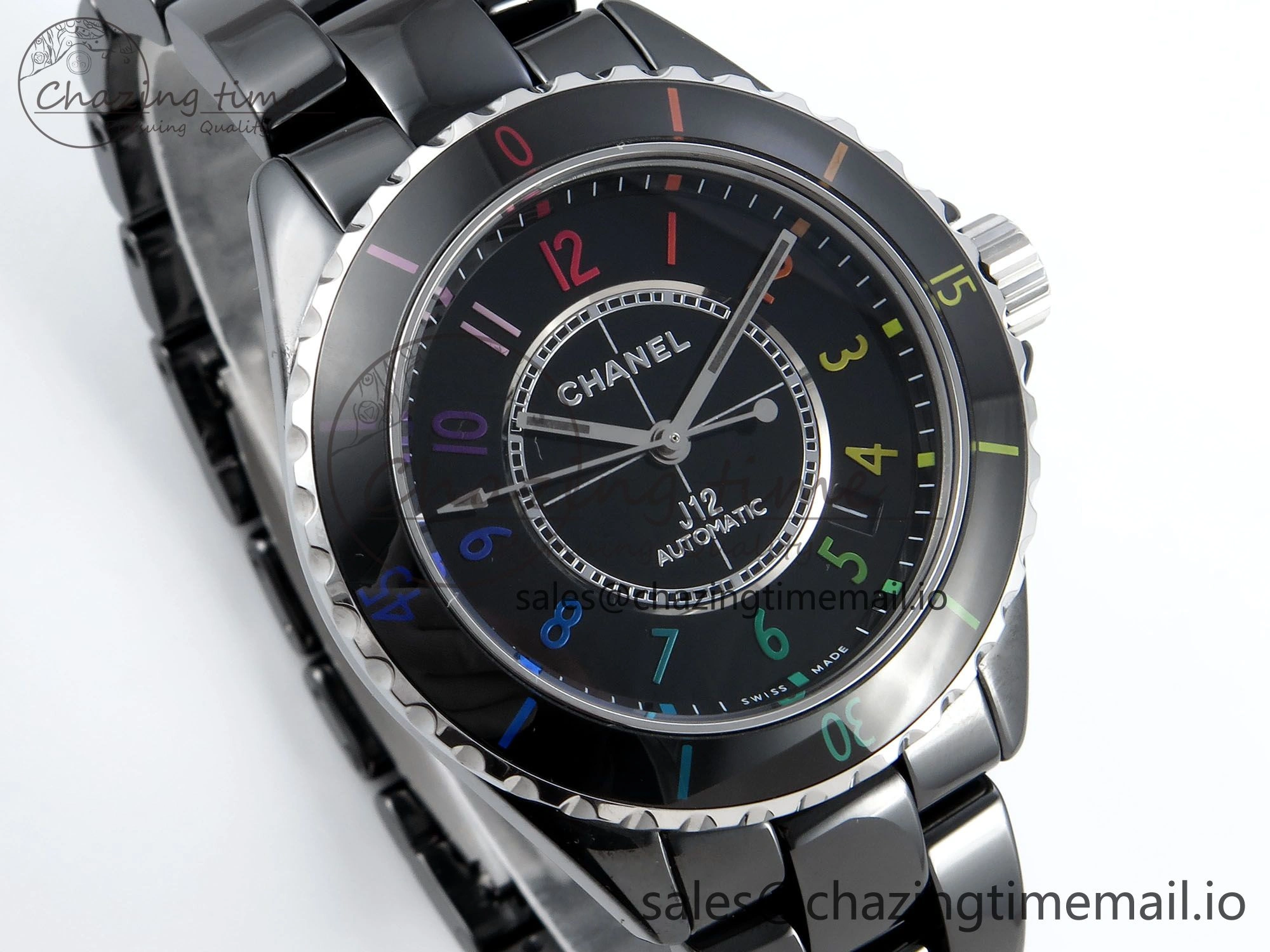 J13 33mm HTF 1:1 Best Edition Rainbow Numeral Markers Dial on Bracelet A12.1