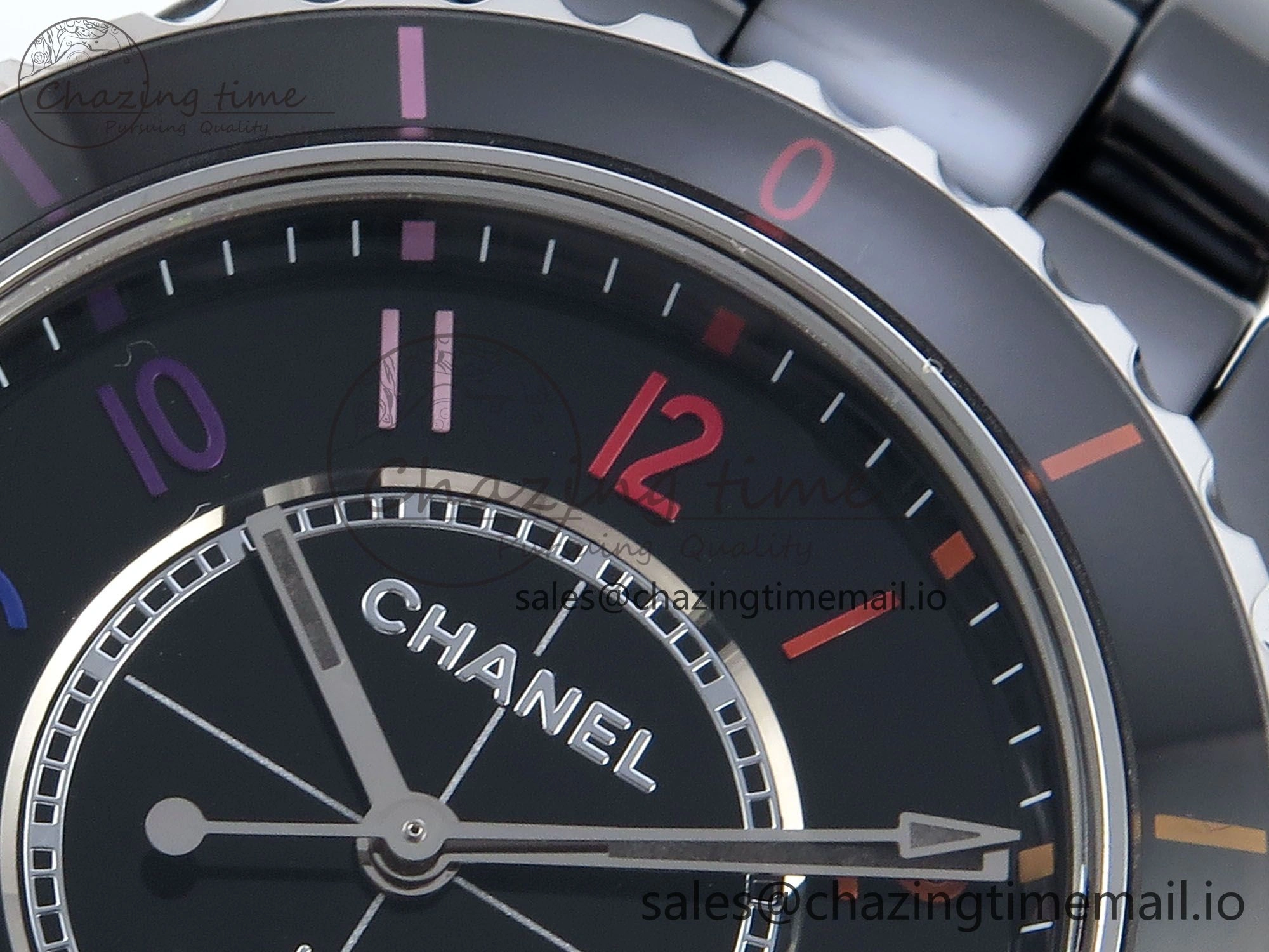 J13 33mm HTF 1:1 Best Edition Rainbow Numeral Markers Dial on Bracelet A12.1