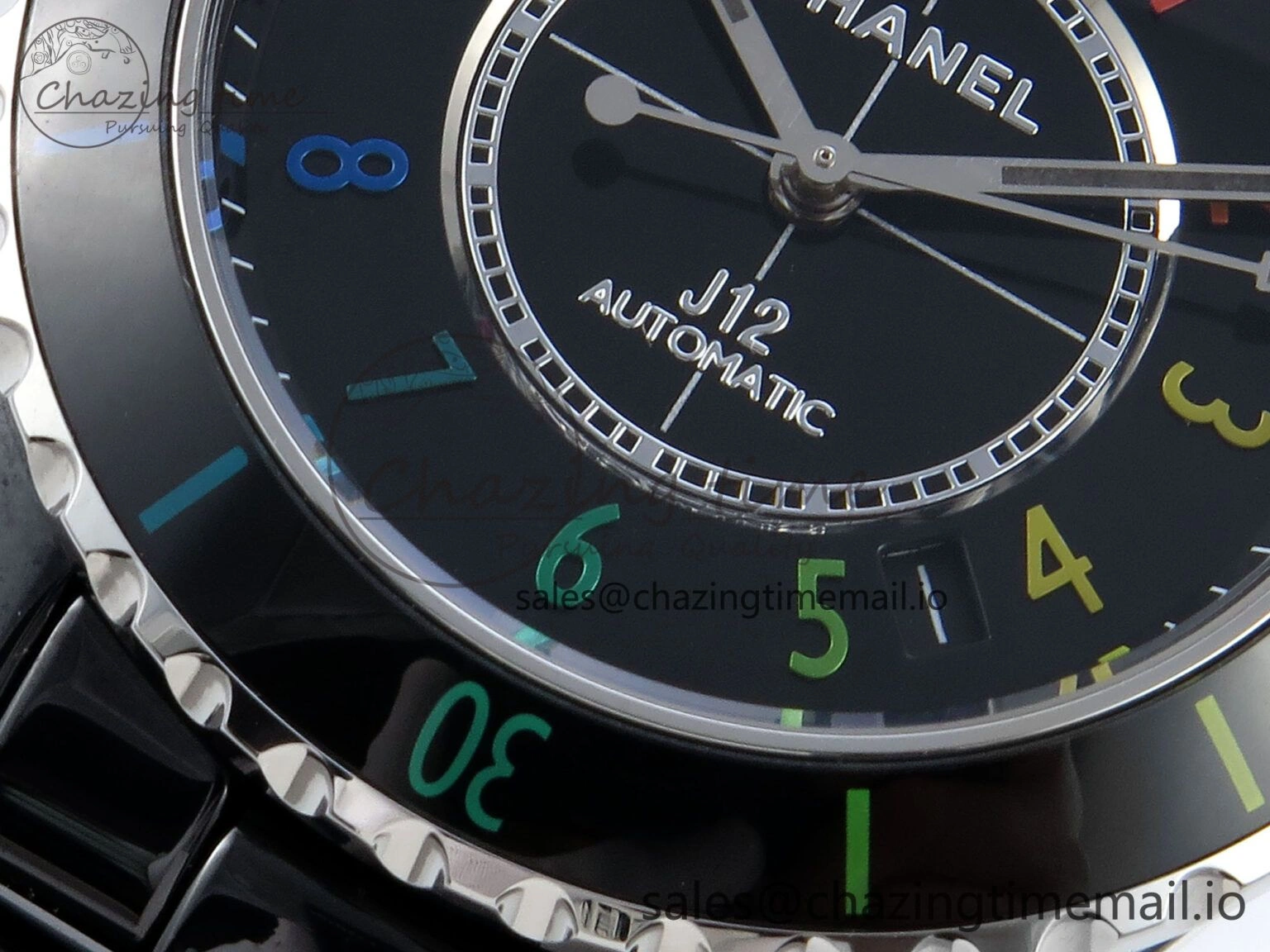 J13 33mm HTF 1:1 Best Edition Rainbow Numeral Markers Dial on Bracelet A12.1