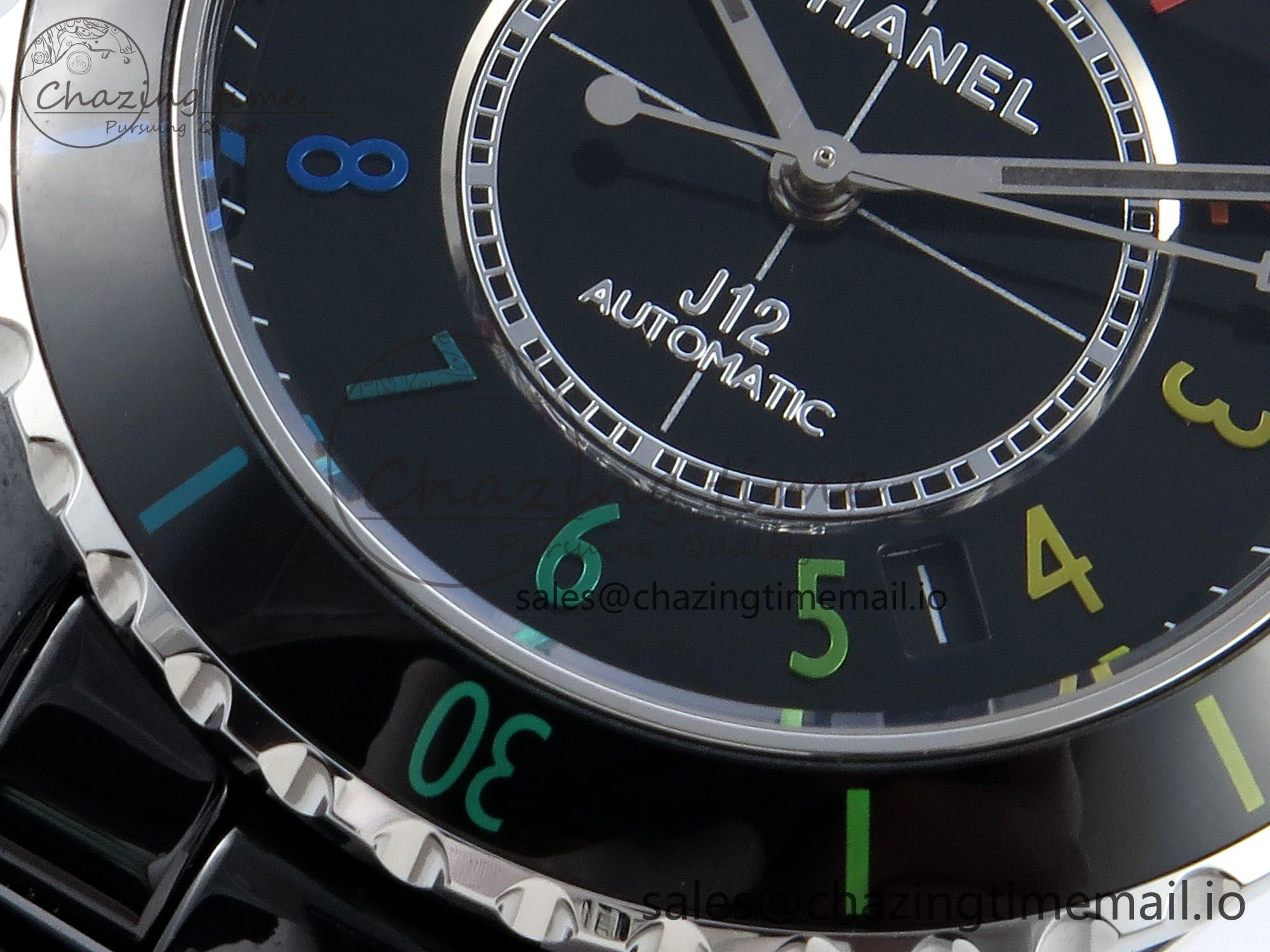 J13 33mm HTF 1:1 Best Edition Rainbow Numeral Markers Dial on Bracelet A12.1