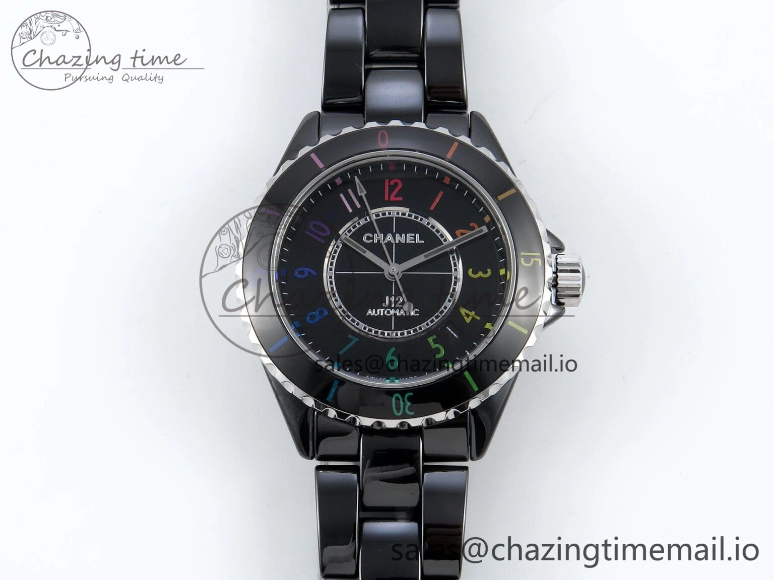 J13 33mm HTF 1:1 Best Edition Rainbow Numeral Markers Dial on Bracelet A12.1