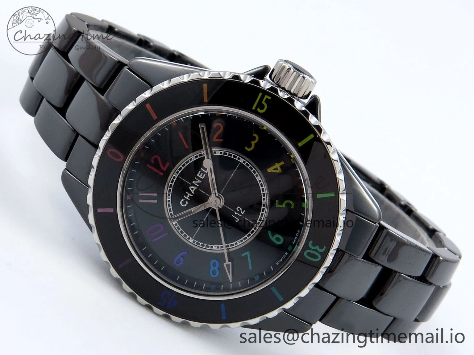 J13 33mm HTF 1:1 Best Edition Rainbow Numeral Markers Dial on Bracelet Swiss Quartz