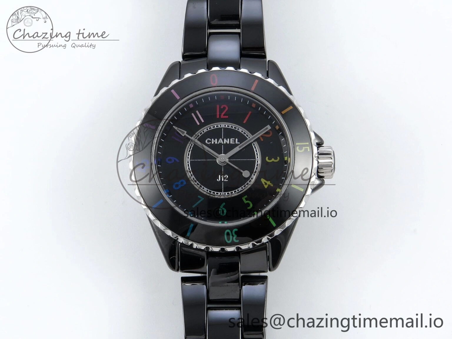 J13 33mm HTF 1:1 Best Edition Rainbow Numeral Markers Dial on Bracelet Swiss Quartz