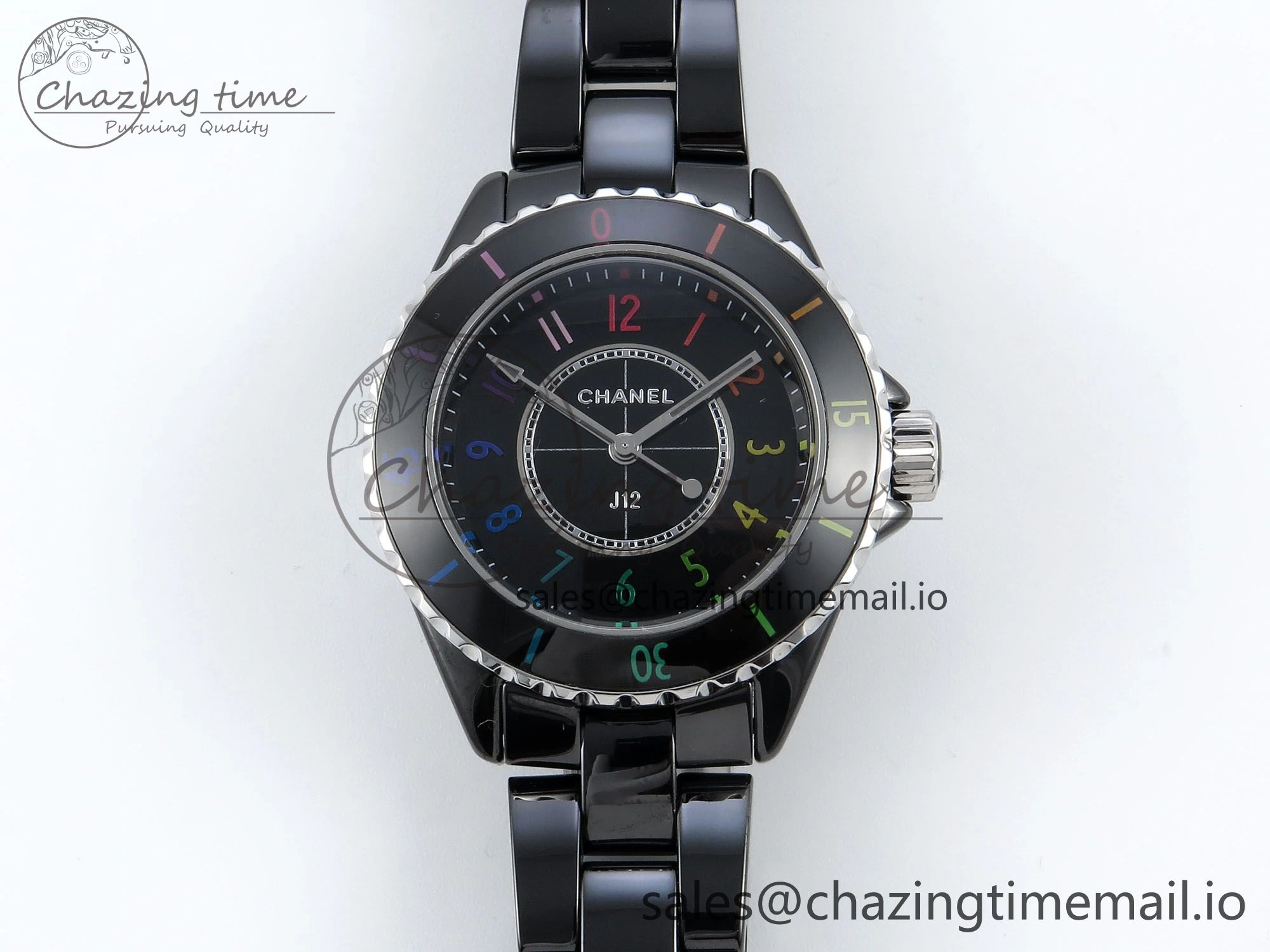 J13 33mm HTF 1:1 Best Edition Rainbow Numeral Markers Dial on Bracelet Swiss Quartz