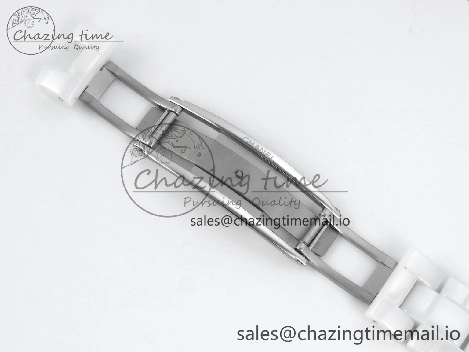 J13 33mm HTF 1:1 Best Edition White Ceramic Numeral Markers Dial on Bracelet A12.1