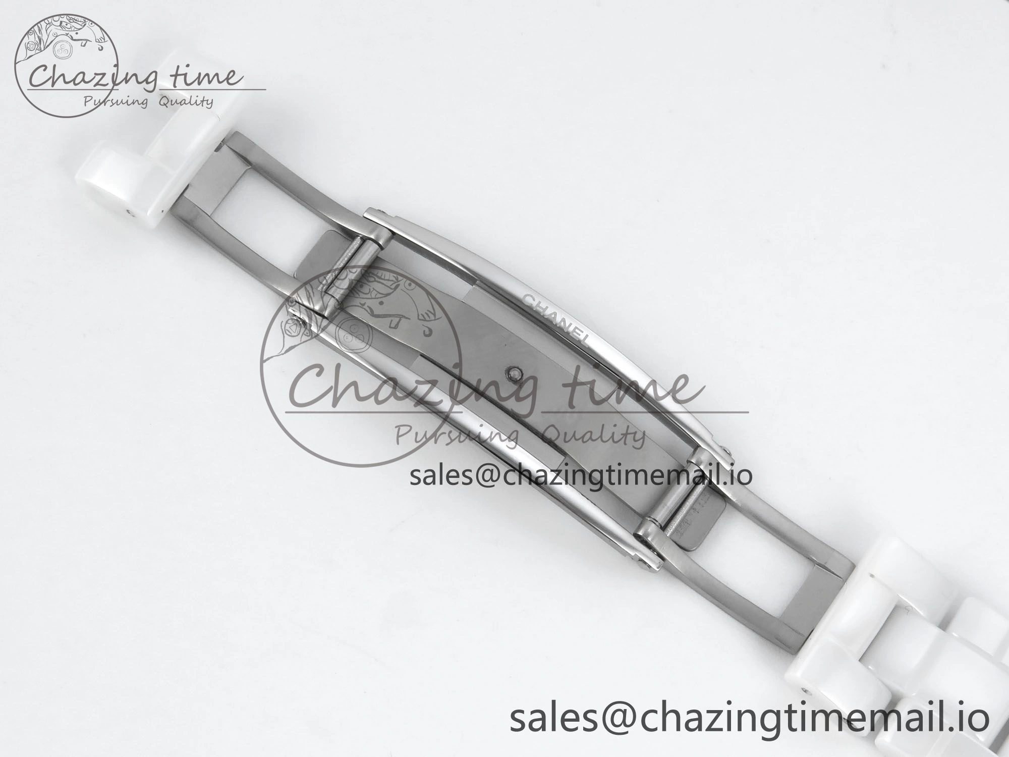 J13 33mm HTF 1:1 Best Edition White Ceramic Numeral Markers Dial on Bracelet A12.1