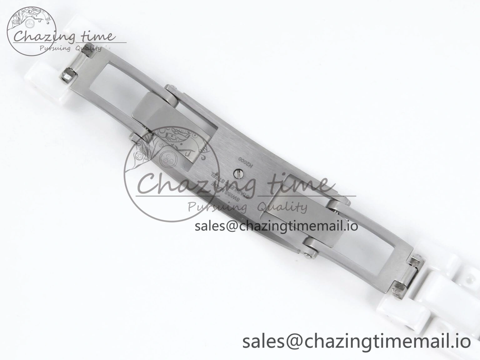 J13 33mm HTF 1:1 Best Edition White Ceramic Numeral Markers Dial on Bracelet A12.1