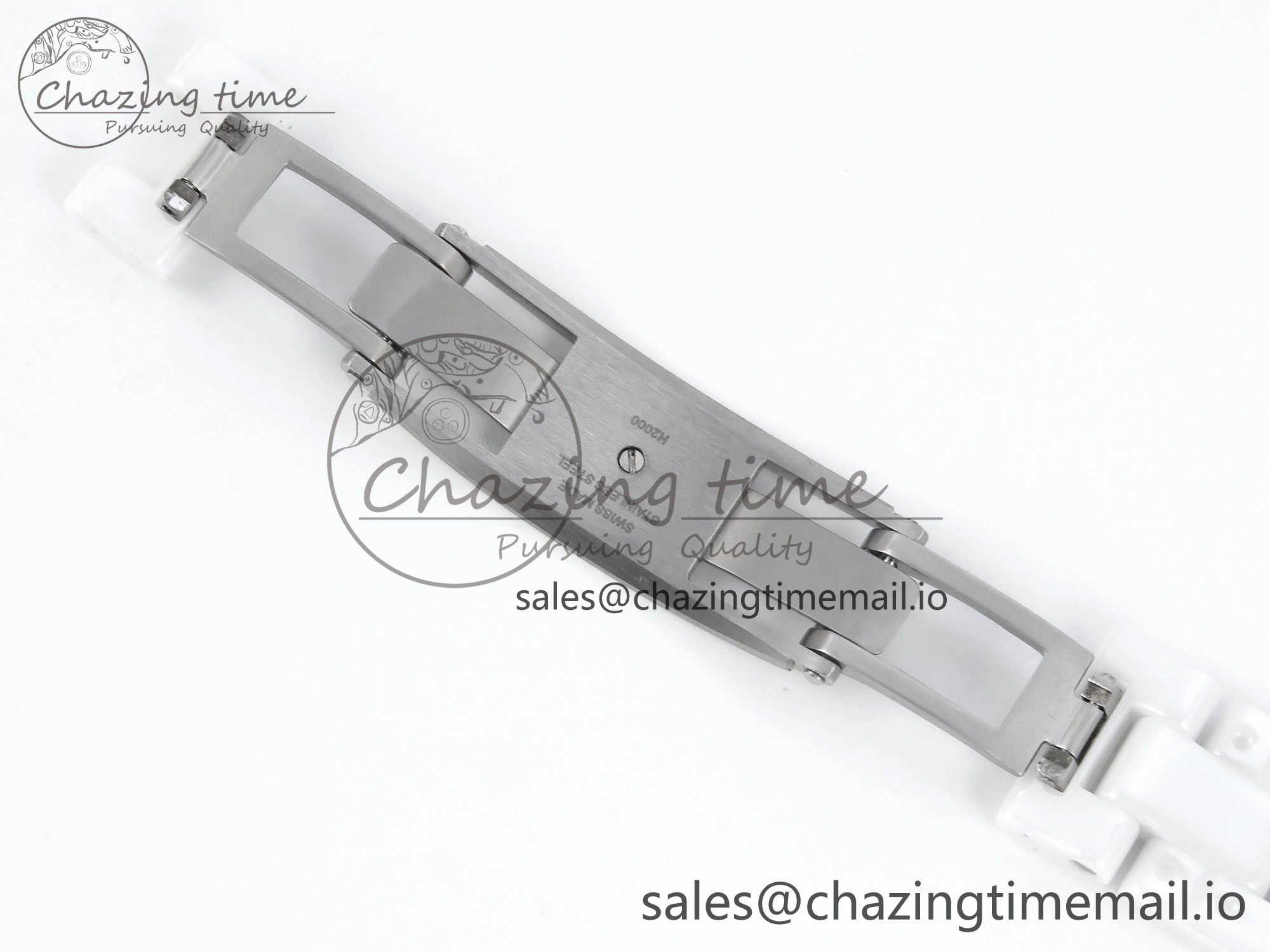 J13 33mm HTF 1:1 Best Edition White Ceramic Numeral Markers Dial on Bracelet A12.1