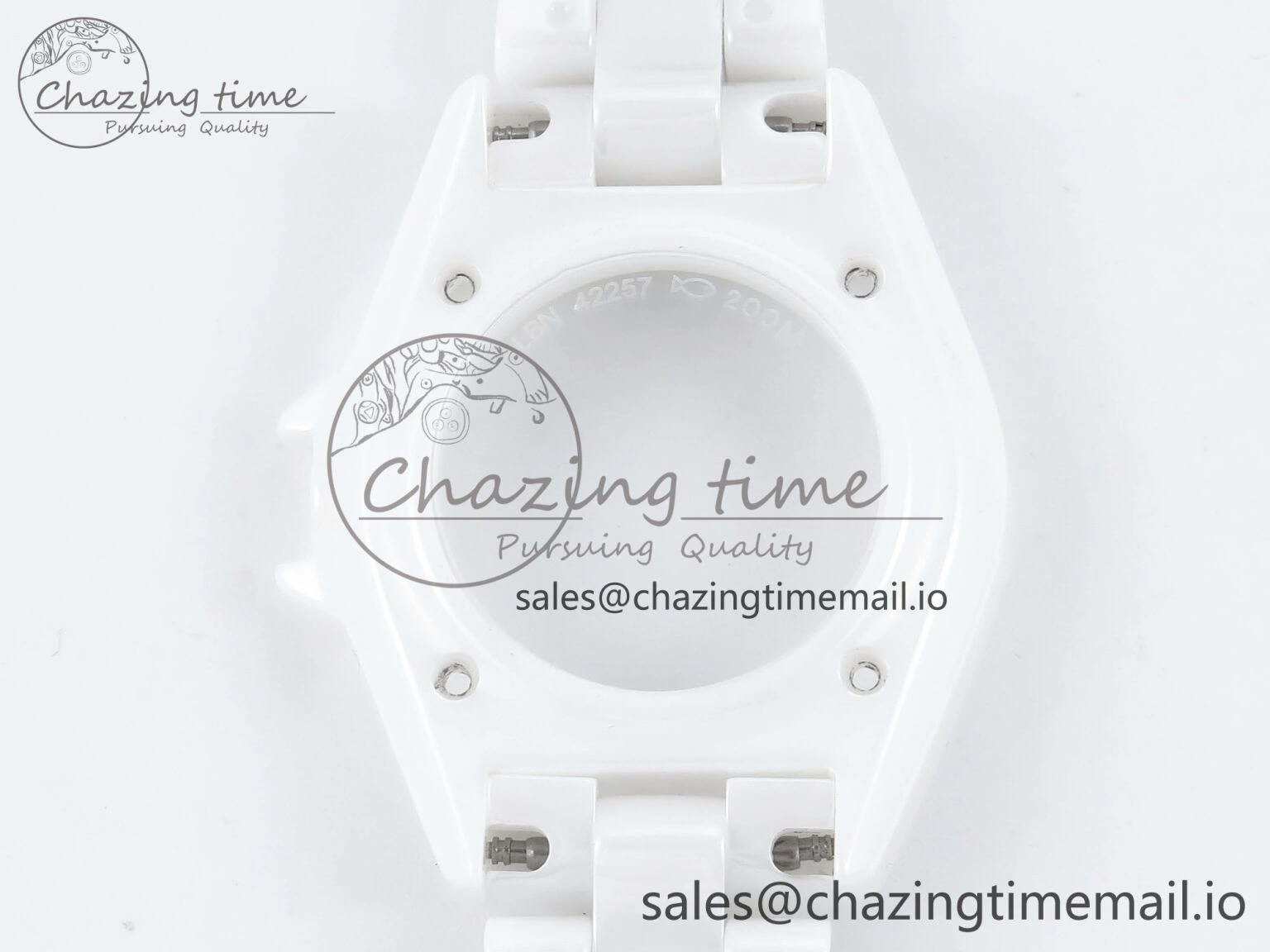 J13 33mm HTF 1:1 Best Edition White Ceramic Numeral Markers Dial on Bracelet A12.1