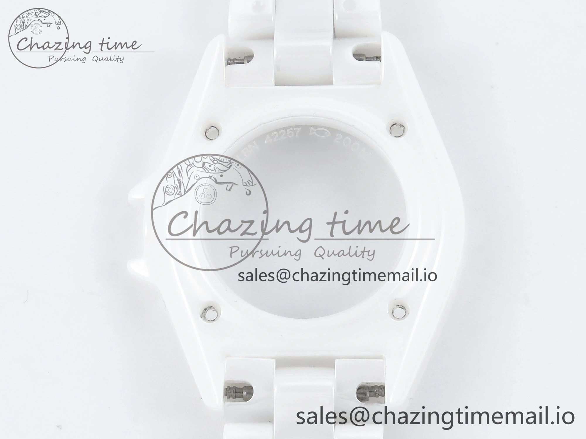 J13 33mm HTF 1:1 Best Edition White Ceramic Numeral Markers Dial on Bracelet A12.1