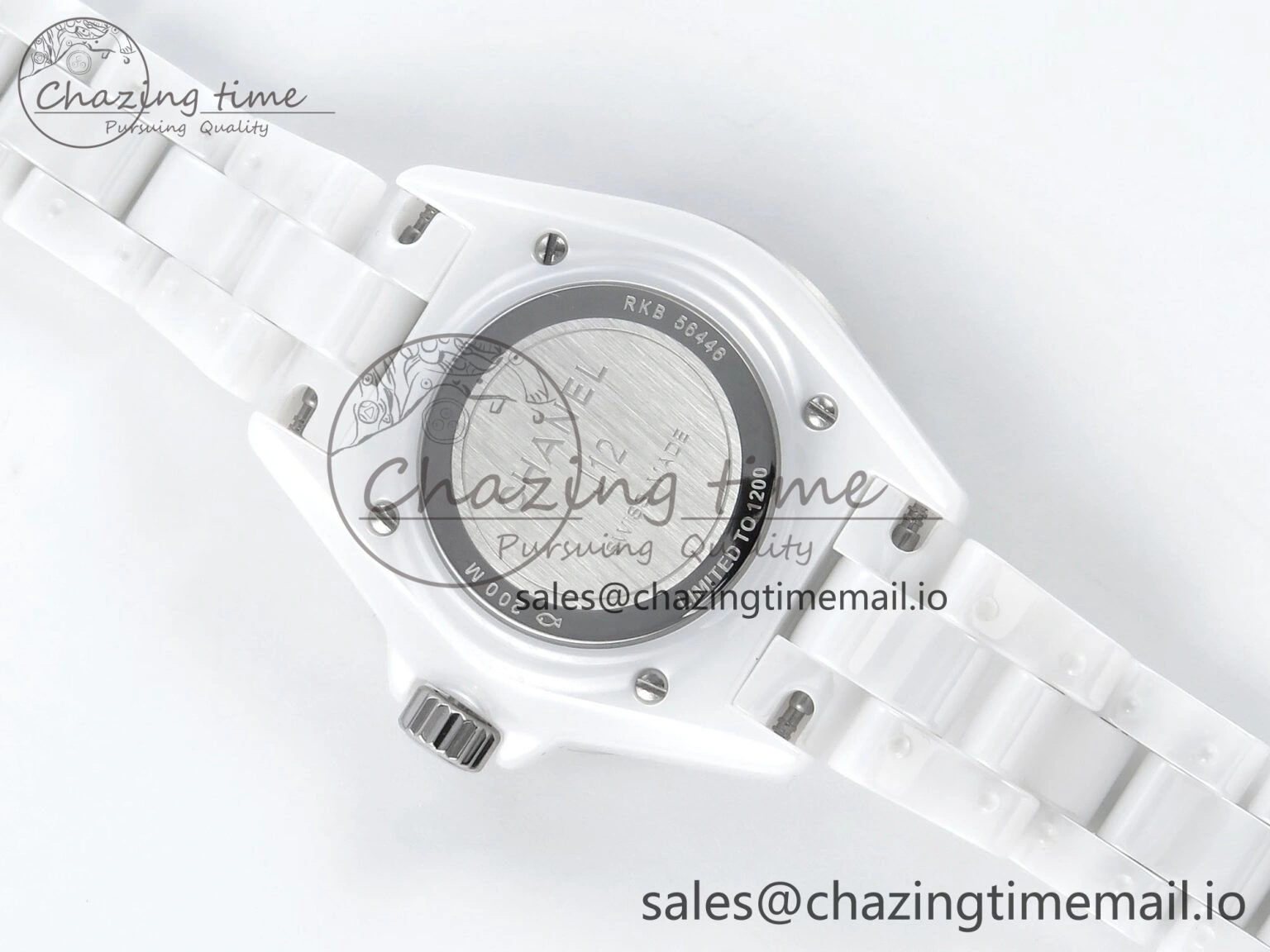 J13 33mm HTF 1:1 Best Edition White Ceramic Numeral Markers Dial on Bracelet Swiss Quartz