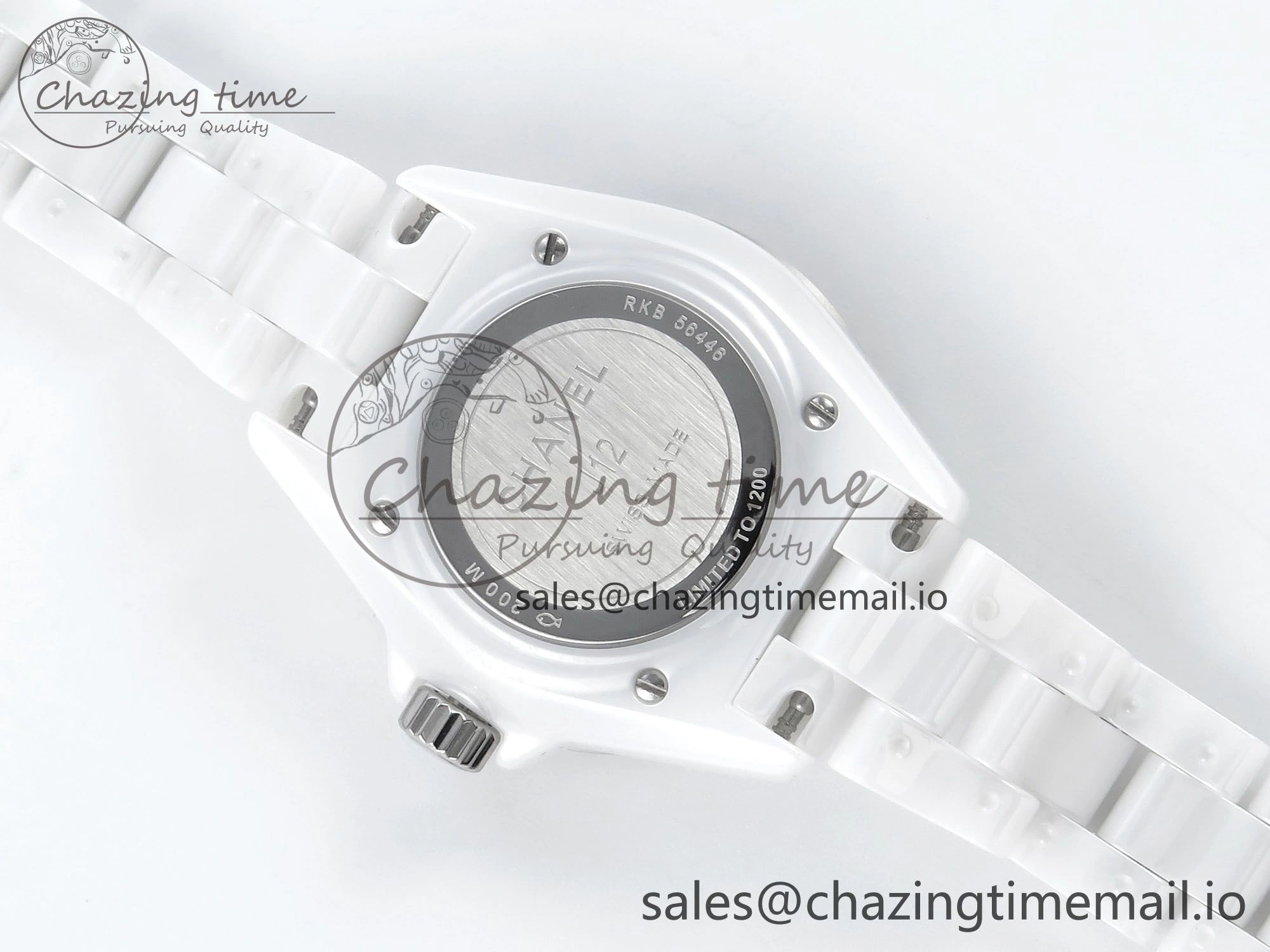 J13 33mm HTF 1:1 Best Edition White Ceramic Numeral Markers Dial on Bracelet Swiss Quartz