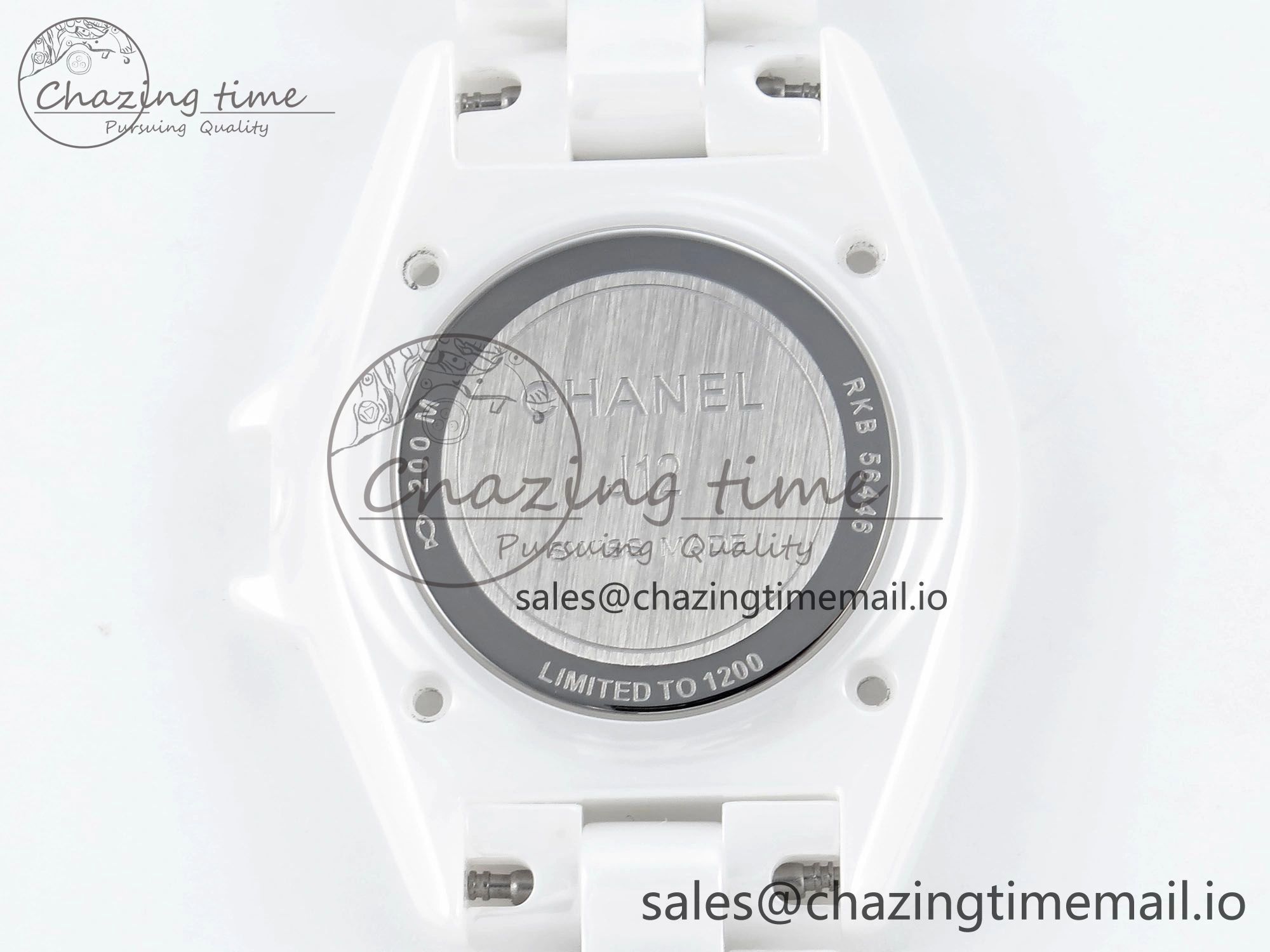 J13 33mm HTF 1:1 Best Edition White Ceramic Numeral Markers Dial on Bracelet Swiss Quartz