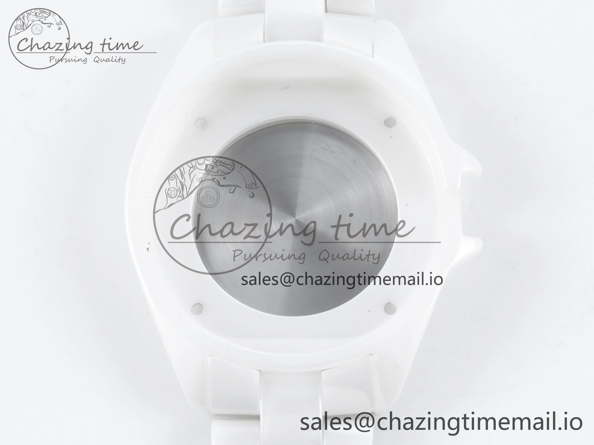 J13 33mm HTF 1:1 Best Edition White Ceramic Numeral Markers Dial on Bracelet Swiss Quartz