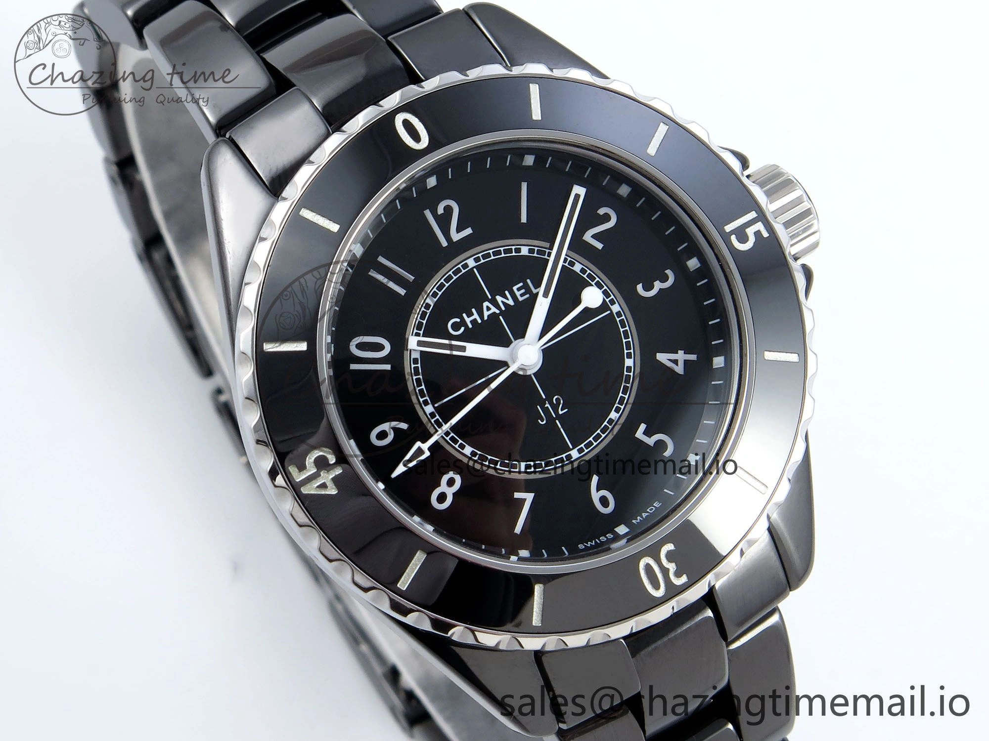 J13 33mm HTF 1:1 Best Edition White Numeral Markers Dial on Bracelet Swiss Quartz