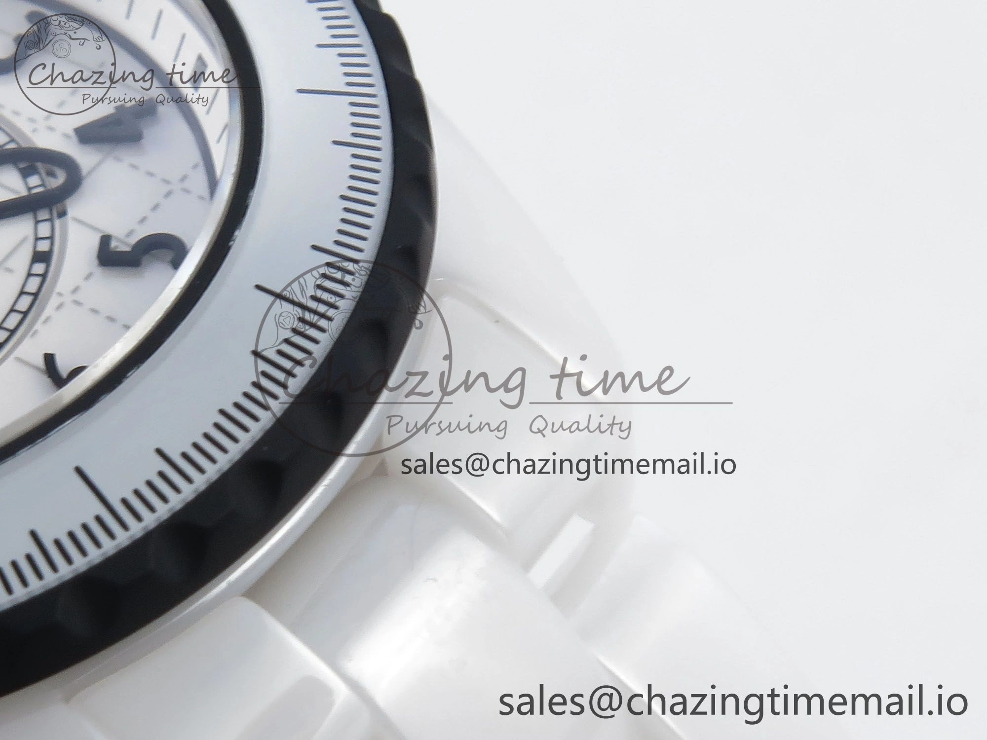 J13 33mm White Ceramic HTF 1:1 Best Edition Black and White Plaid Dial on Bracelet Swiss Quartz