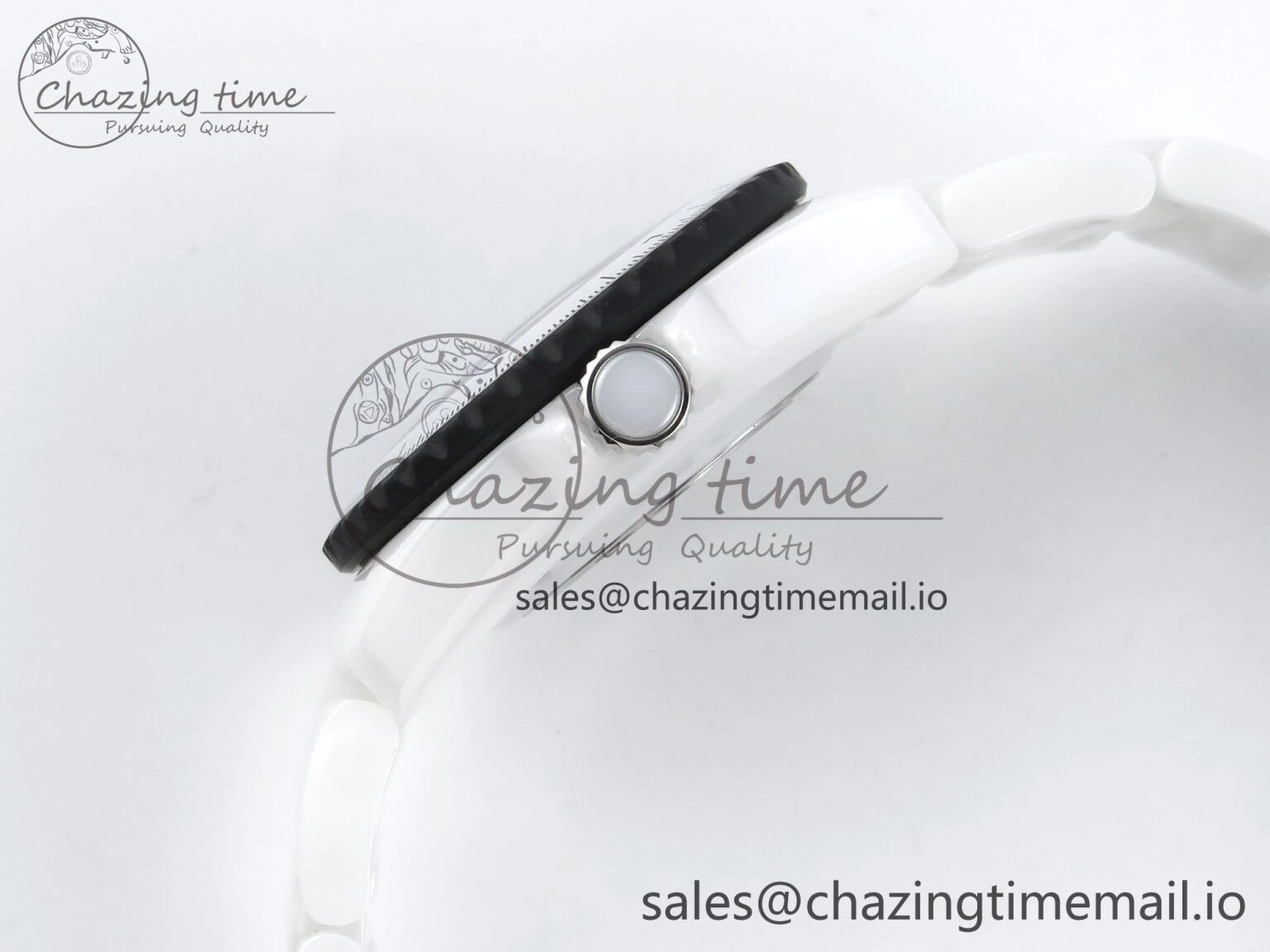 J13 33mm White Ceramic HTF 1:1 Best Edition Black and White Plaid Dial on Bracelet Swiss Quartz