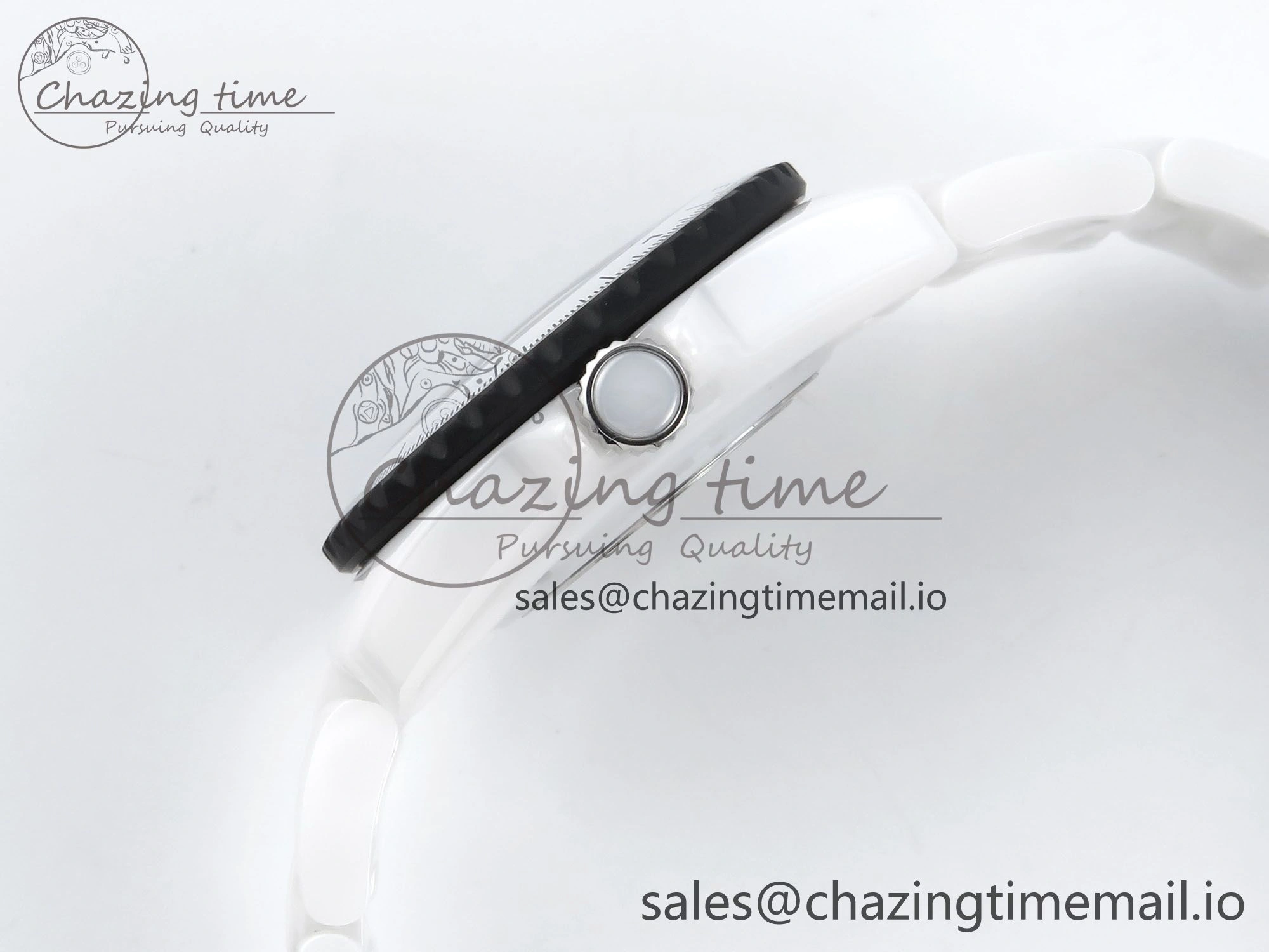 J13 33mm White Ceramic HTF 1:1 Best Edition Black and White Plaid Dial on Bracelet Swiss Quartz
