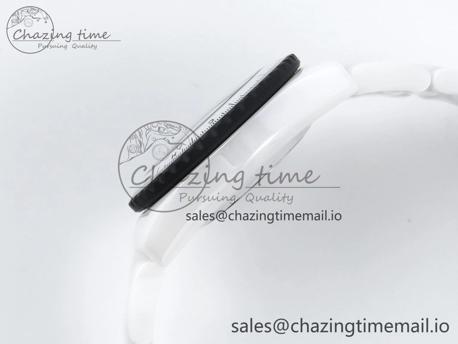 J13 33mm White Ceramic HTF 1:1 Best Edition Black and White Plaid Dial on Bracelet Swiss Quartz