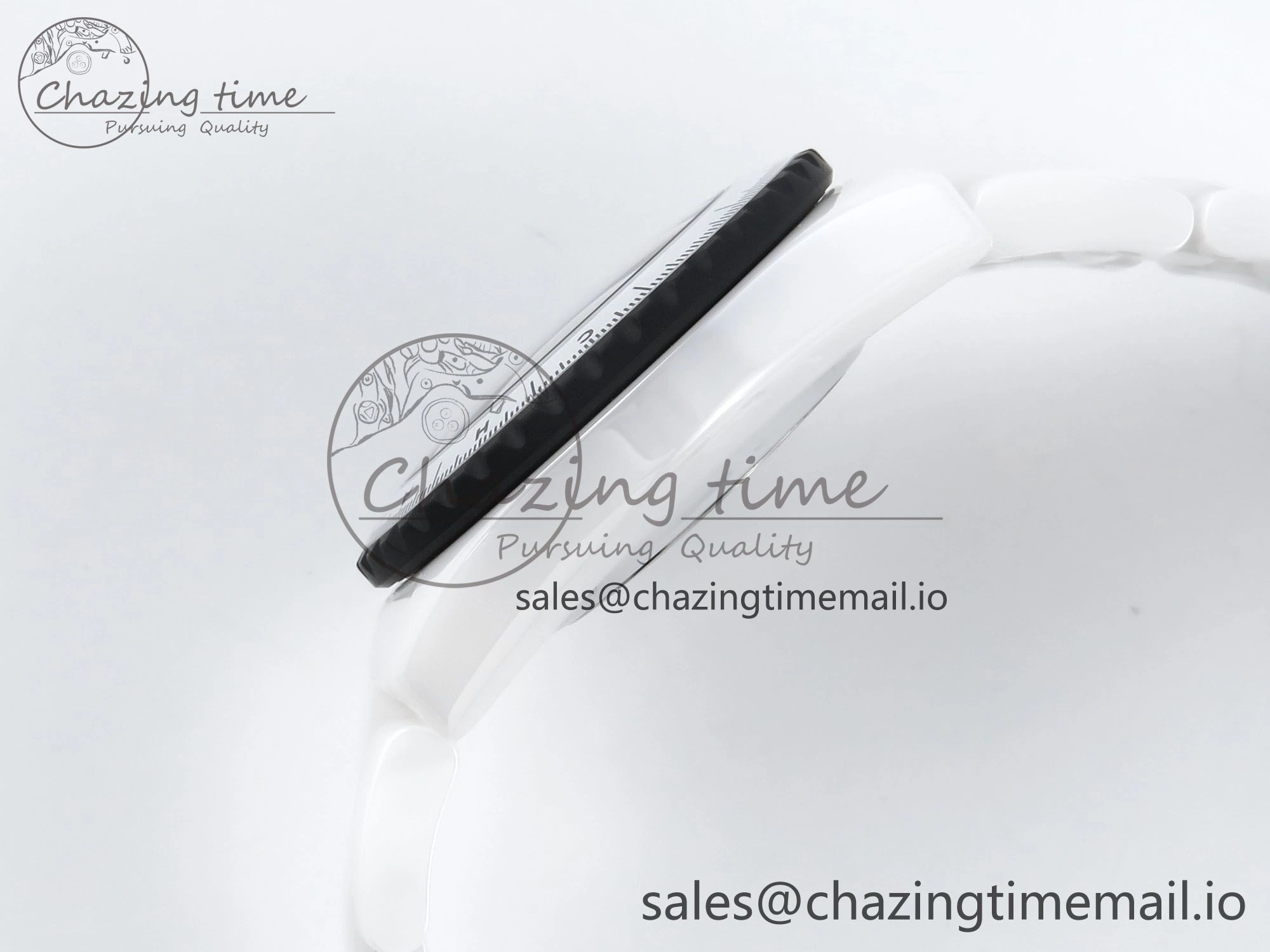 J13 33mm White Ceramic HTF 1:1 Best Edition Black and White Plaid Dial on Bracelet Swiss Quartz