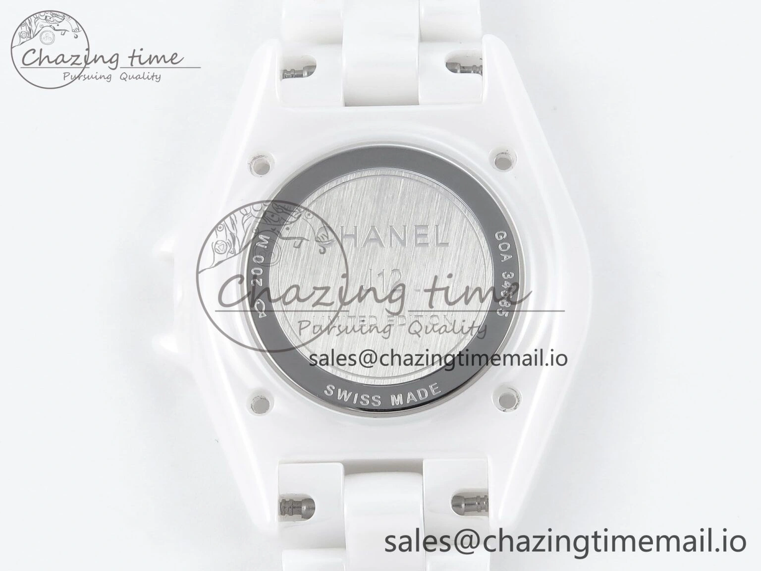 J13 33mm White Ceramic HTF 1:1 Best Edition Black and White Plaid Dial on Bracelet Swiss Quartz