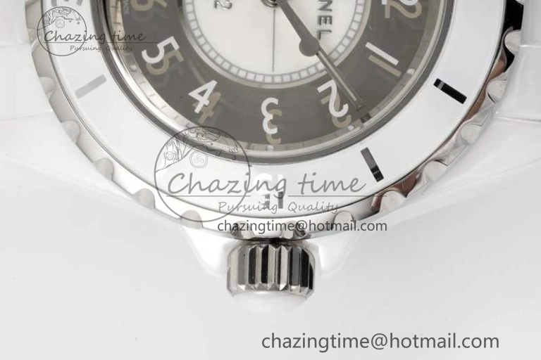 J13 33mm White Ceramic HTF 1:1 Best Edition Mirror Numbers Dial on Bracelet Swiss Quartz