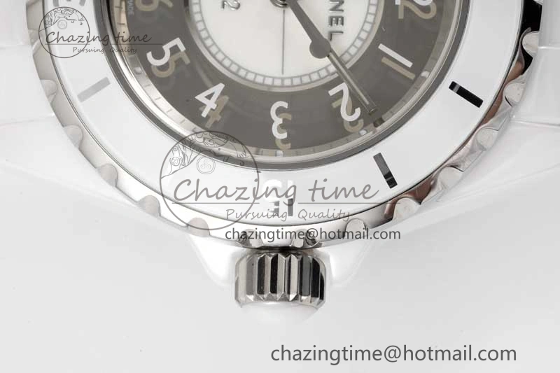 J13 33mm White Ceramic HTF 1:1 Best Edition Mirror Numbers Dial on Bracelet Swiss Quartz