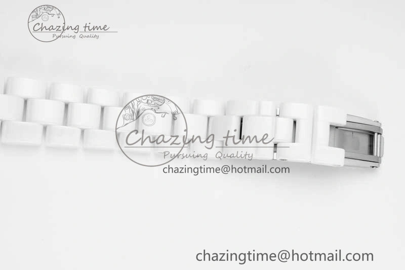 J13 33mm White Ceramic HTF 1:1 Best Edition Mirror Numbers Dial on Bracelet Swiss Quartz
