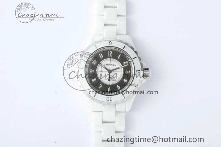 J13 33mm White Ceramic HTF 1:1 Best Edition White Boy Pattern Dial on Bracelet A12.1