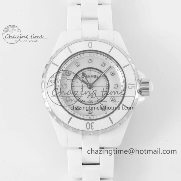 J13 33mm White Ceramic HTF 1:1 Best Edition White Boy Pattern Dial on Bracelet A12.1