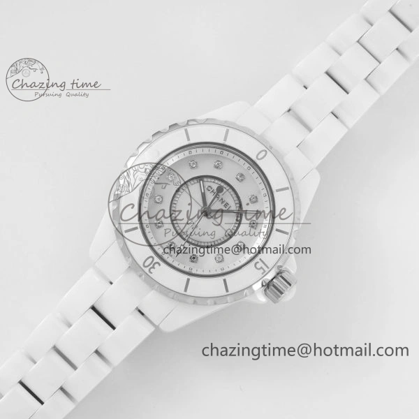 J13 33mm White Ceramic HTF 1:1 Best Edition White Boy Pattern Dial on Bracelet A12.1