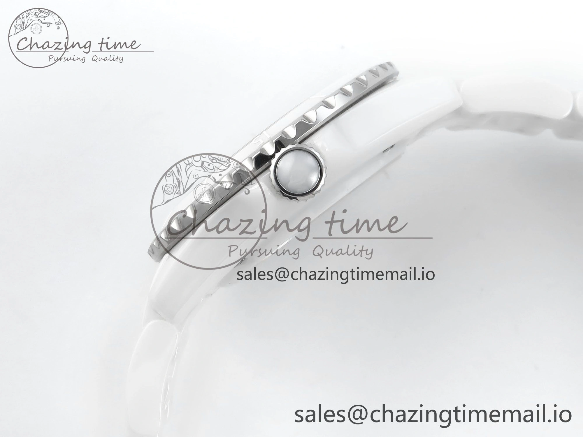 J13 33mm White Ceramic HTF 1:1 Best Edition White Boy Pattern Dial on Bracelet A12.1