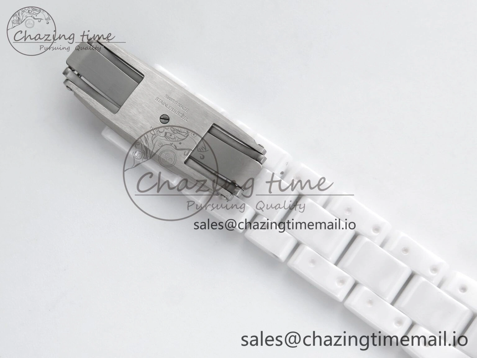 J13 33mm White Ceramic HTF 1:1 Best Edition White Boy Pattern Dial on Bracelet A12.1