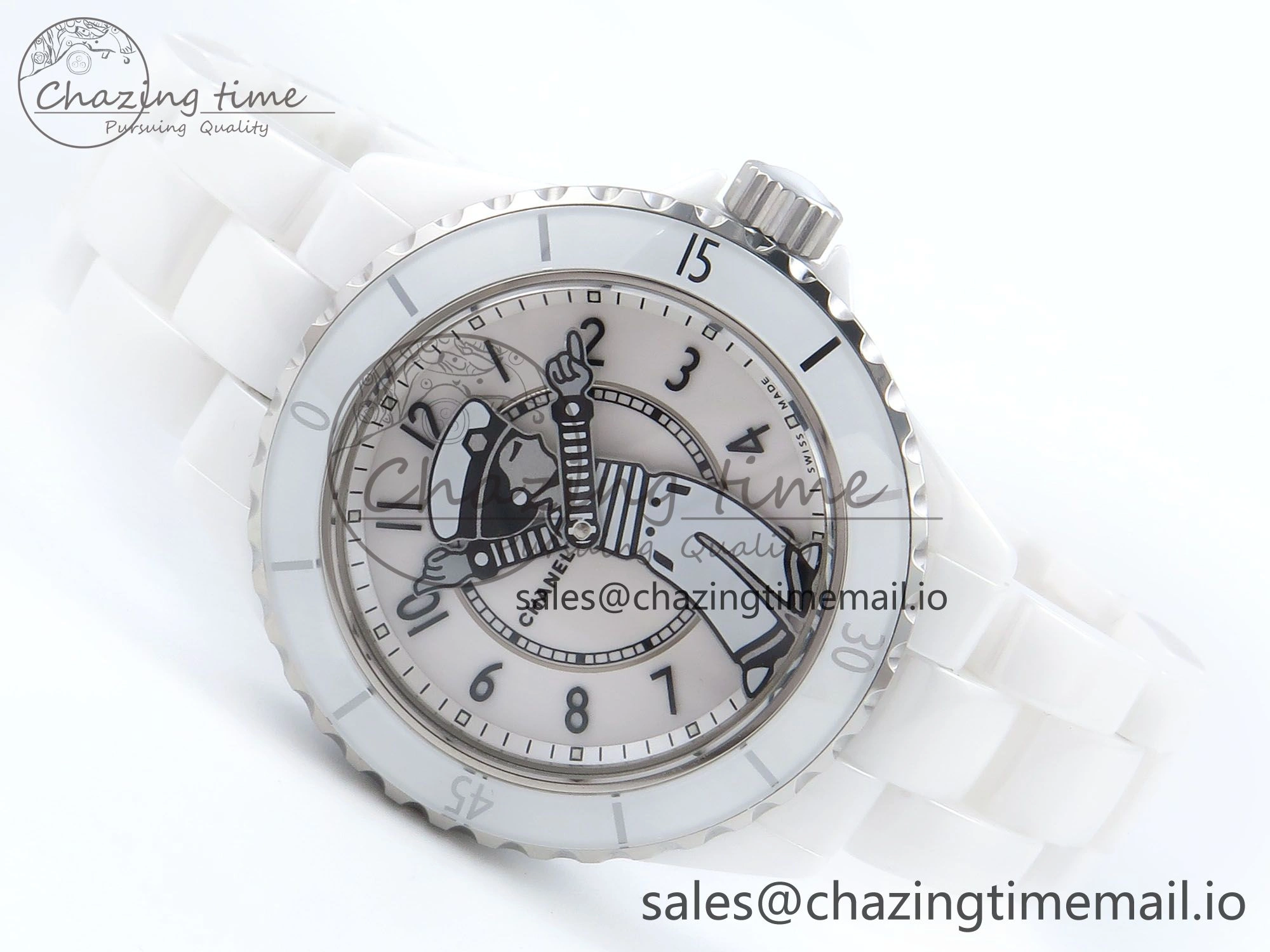 J13 33mm White Ceramic HTF 1:1 Best Edition White Boy Pattern Dial on Bracelet A12.1