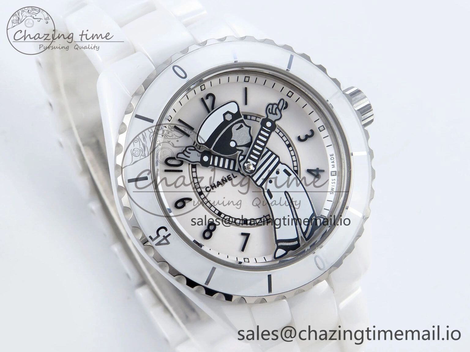 J13 33mm White Ceramic HTF 1:1 Best Edition White Boy Pattern Dial on Bracelet A12.1