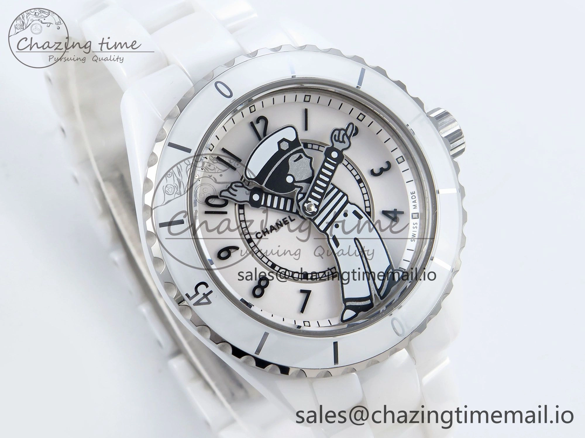 J13 33mm White Ceramic HTF 1:1 Best Edition White Boy Pattern Dial on Bracelet A12.1