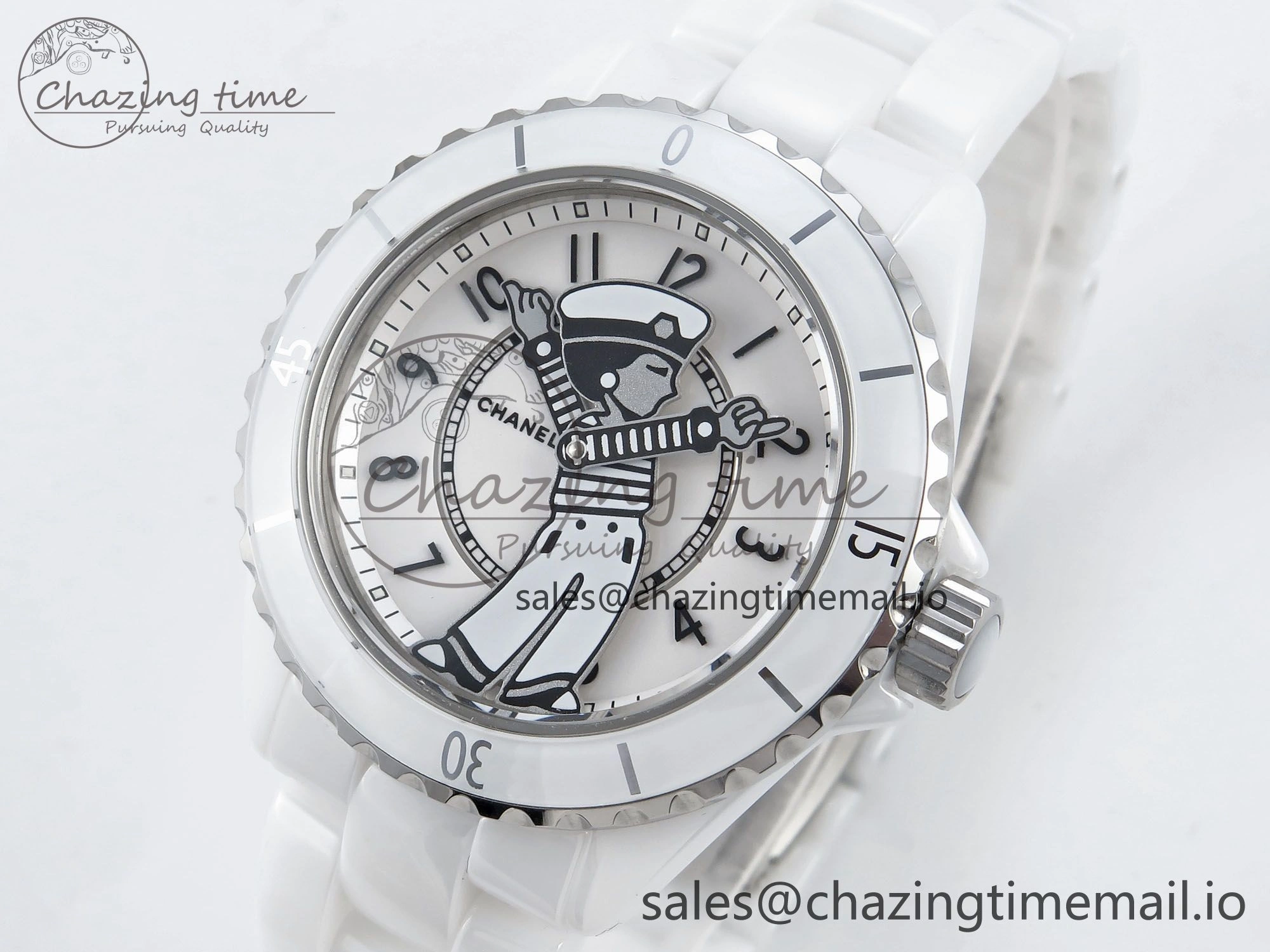 J13 33mm White Ceramic HTF 1:1 Best Edition White Boy Pattern Dial on Bracelet A12.1
